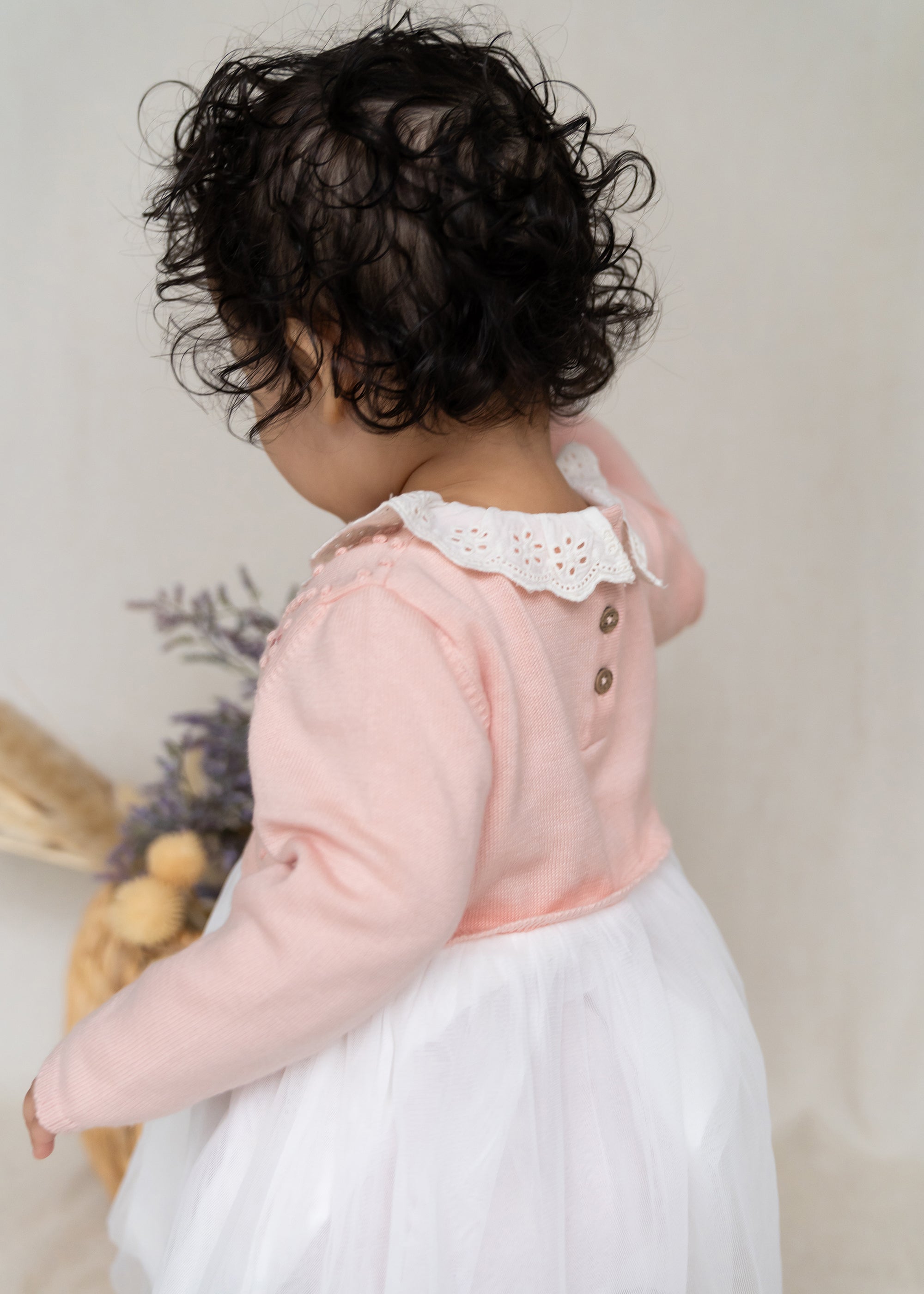 Vestido de bebé con tutú de punto y bordado floral (algodón orgánico), 2 colores