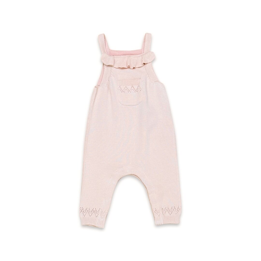 Ruffle Pointelle Knit Baby Overall & Bodysuit SET (Organic Cotton)