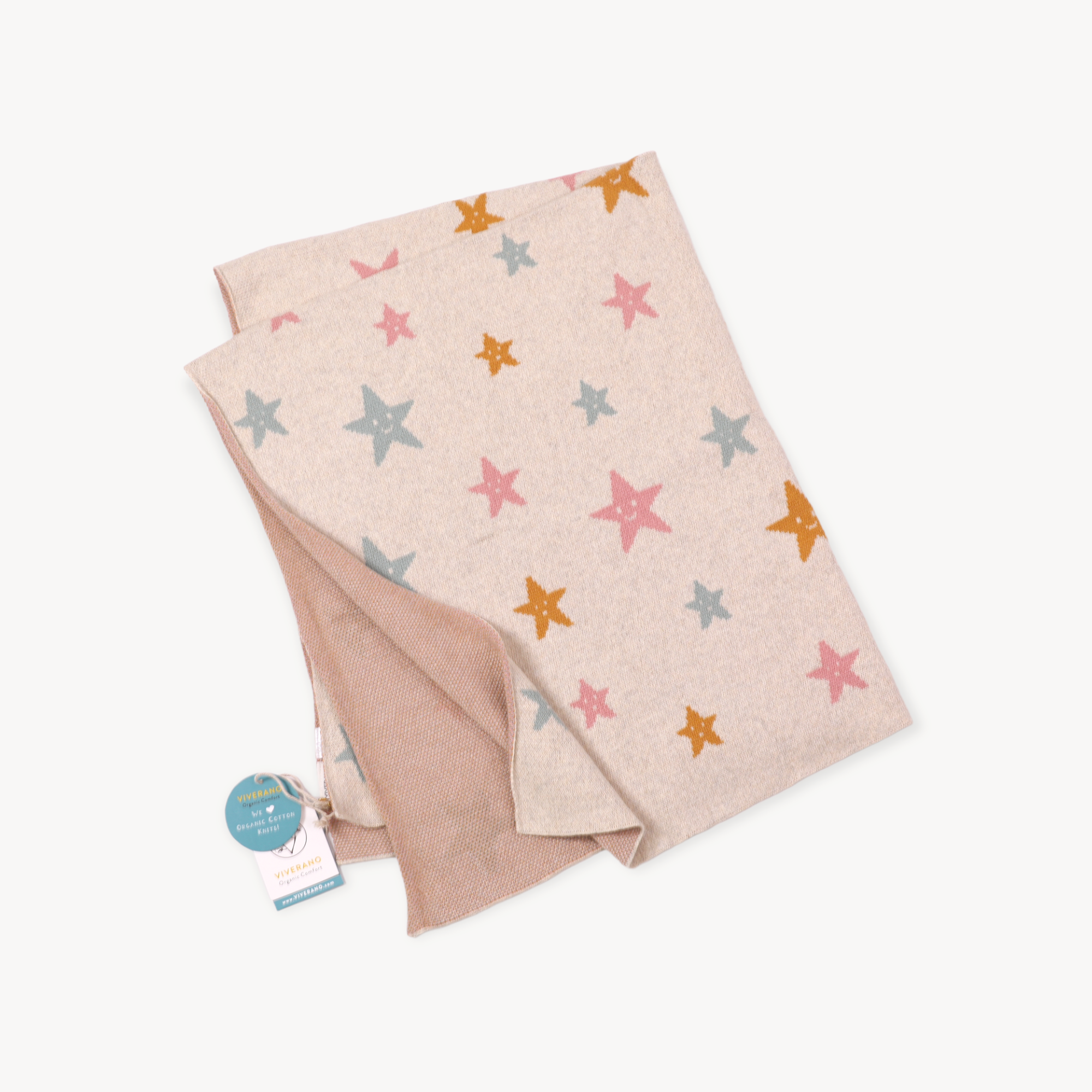 Stars Organic Jacquard Sweater Knit Baby Blankets by Viverano