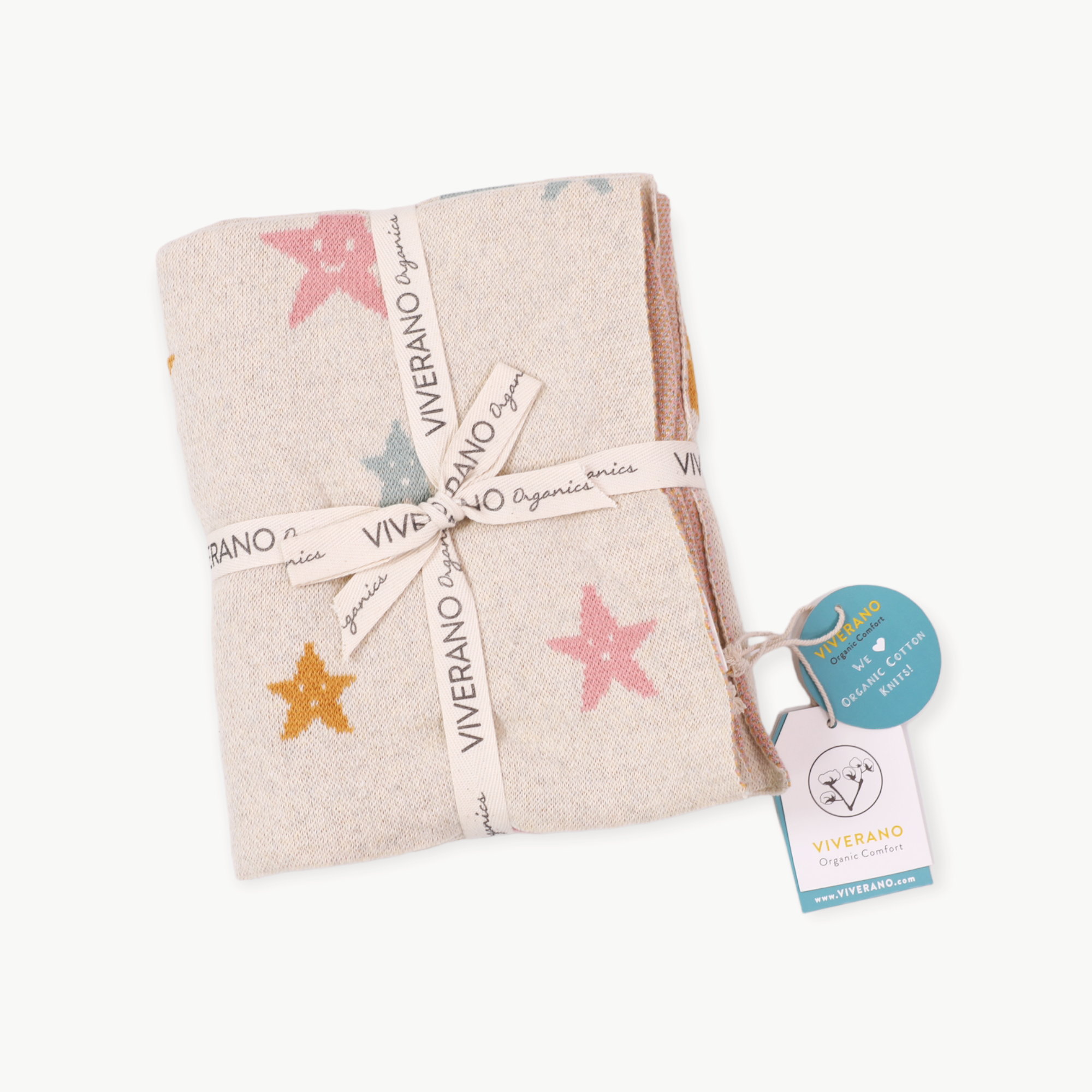 Stars Organic Jacquard Sweater Knit Baby Blankets by Viverano