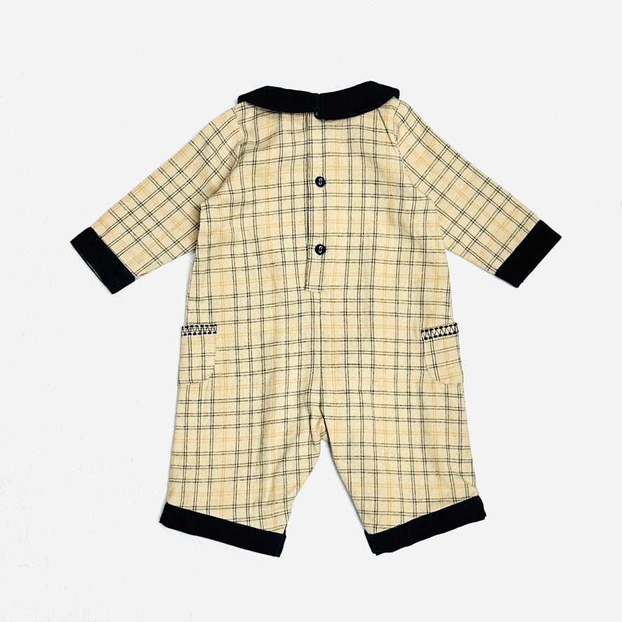 Embroidered Gingham Baby Jumpsuit (Organic)