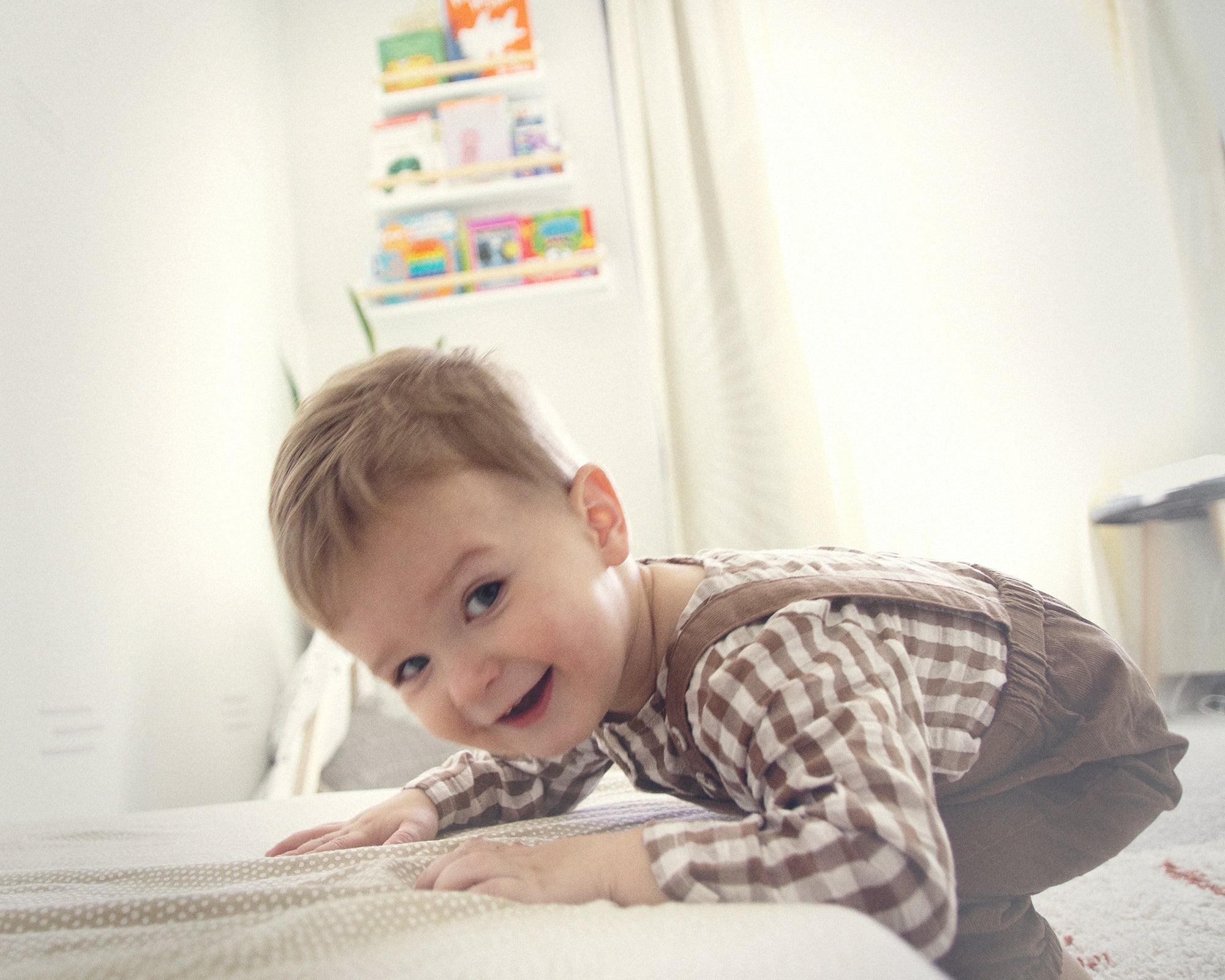 Gingham Muslin Shirt + Corduroy Baby Overall SET (Organic)