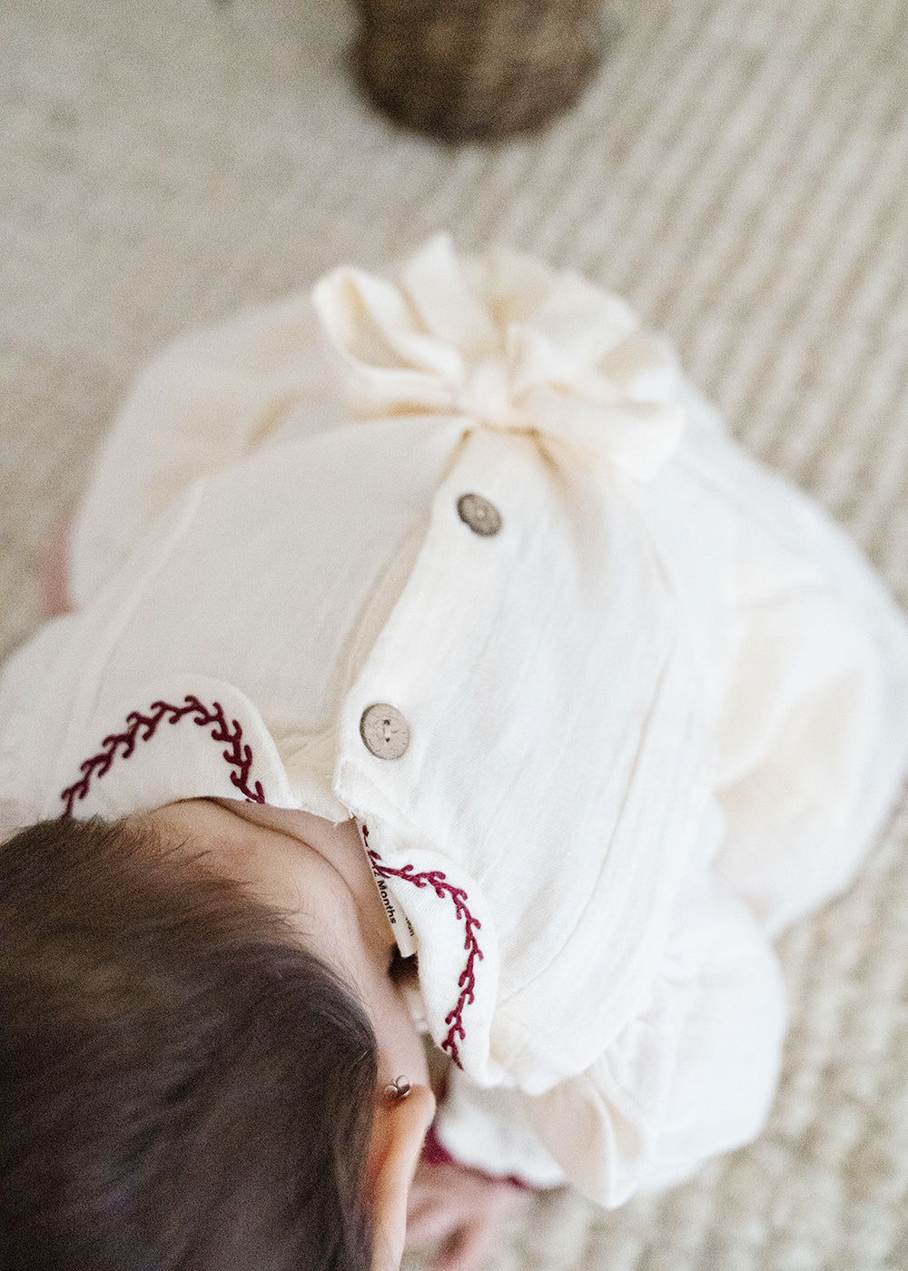 Hand Smocked Crinkle Muslin Baby Dress (Organic)