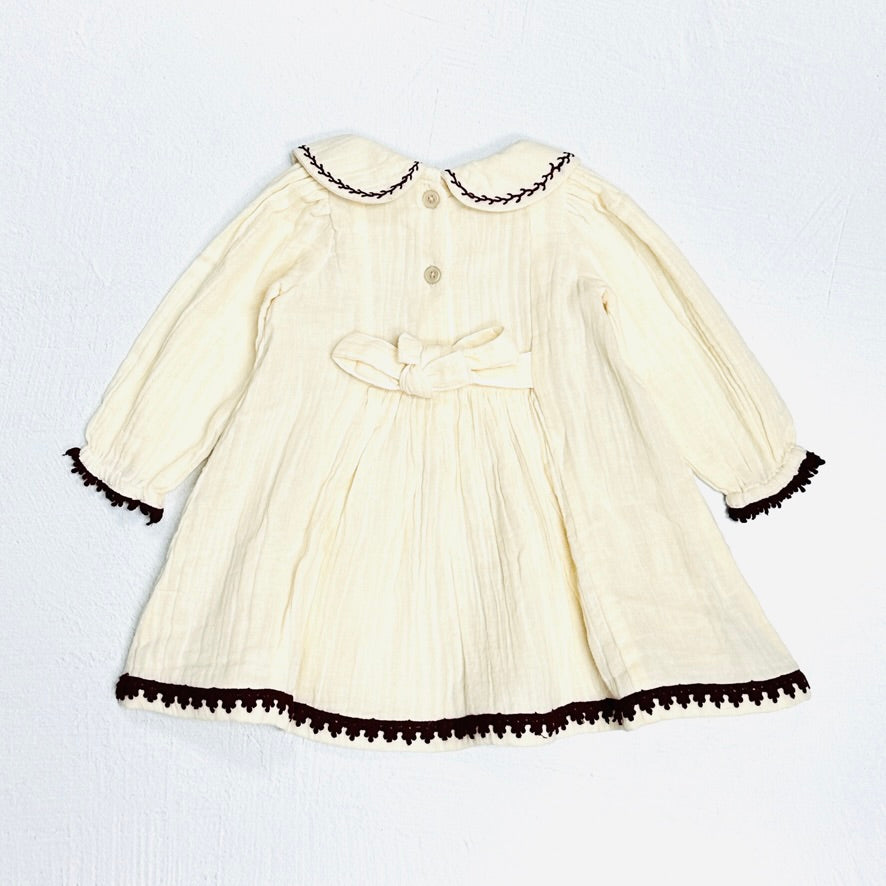 Hand Smocked Crinkle Muslin Baby Dress (Organic)