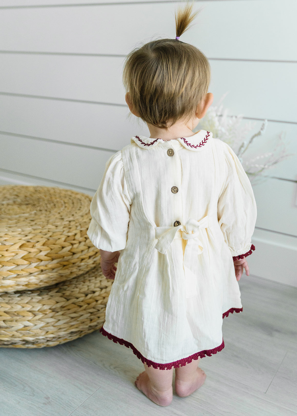 Hand Smocked Crinkle Muslin Baby Dress (Organic)