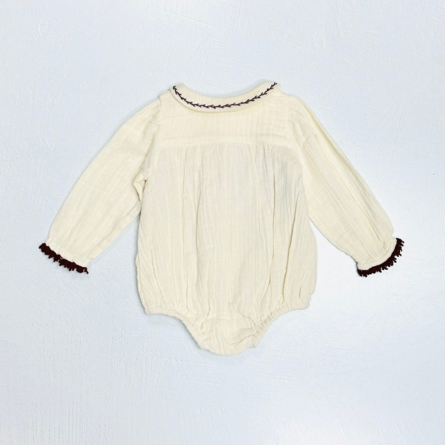 Hand Smocked Crinkle Muslin Baby Romper (Organic)