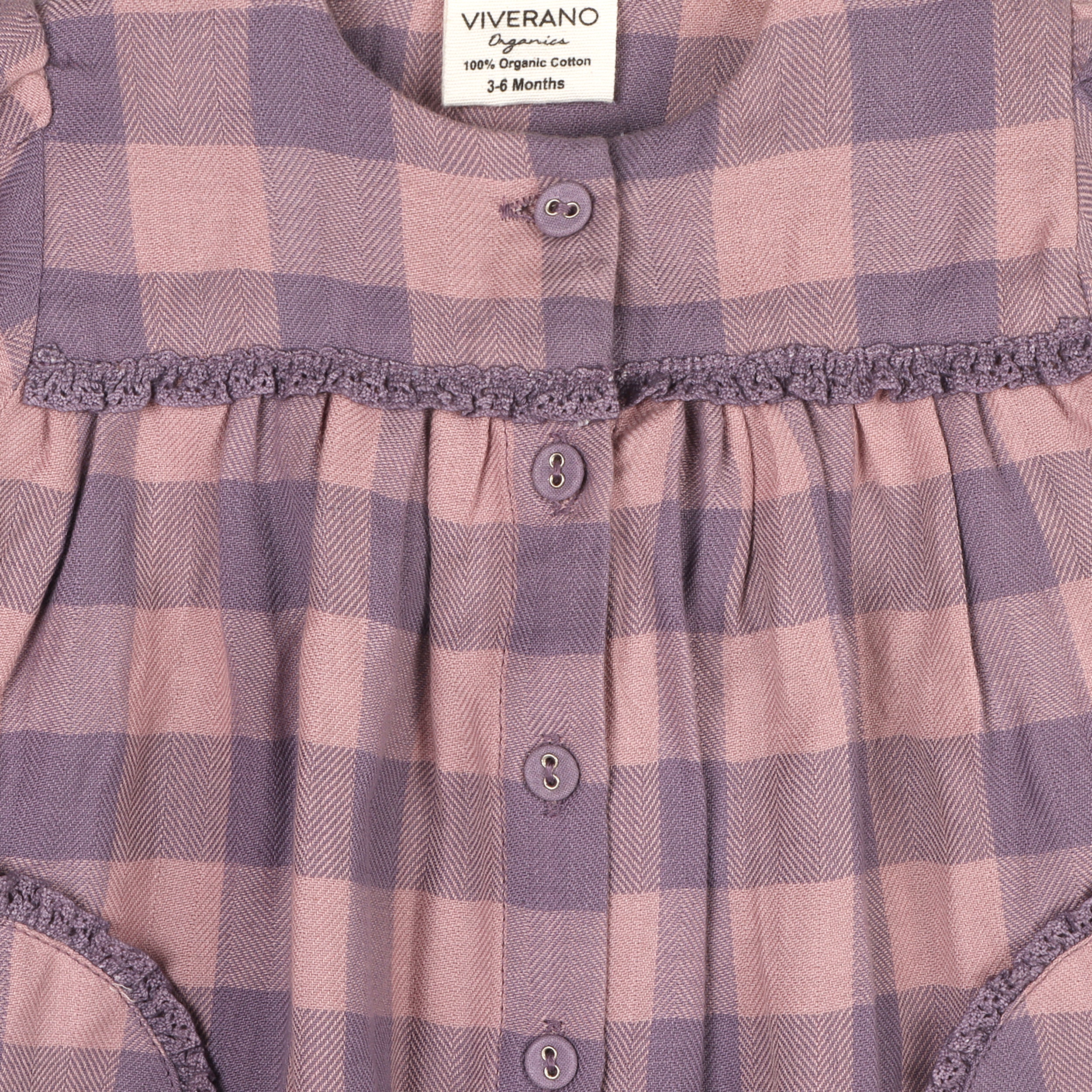 Lace Gingham Baby Dress & Bloomer Set (Organic)