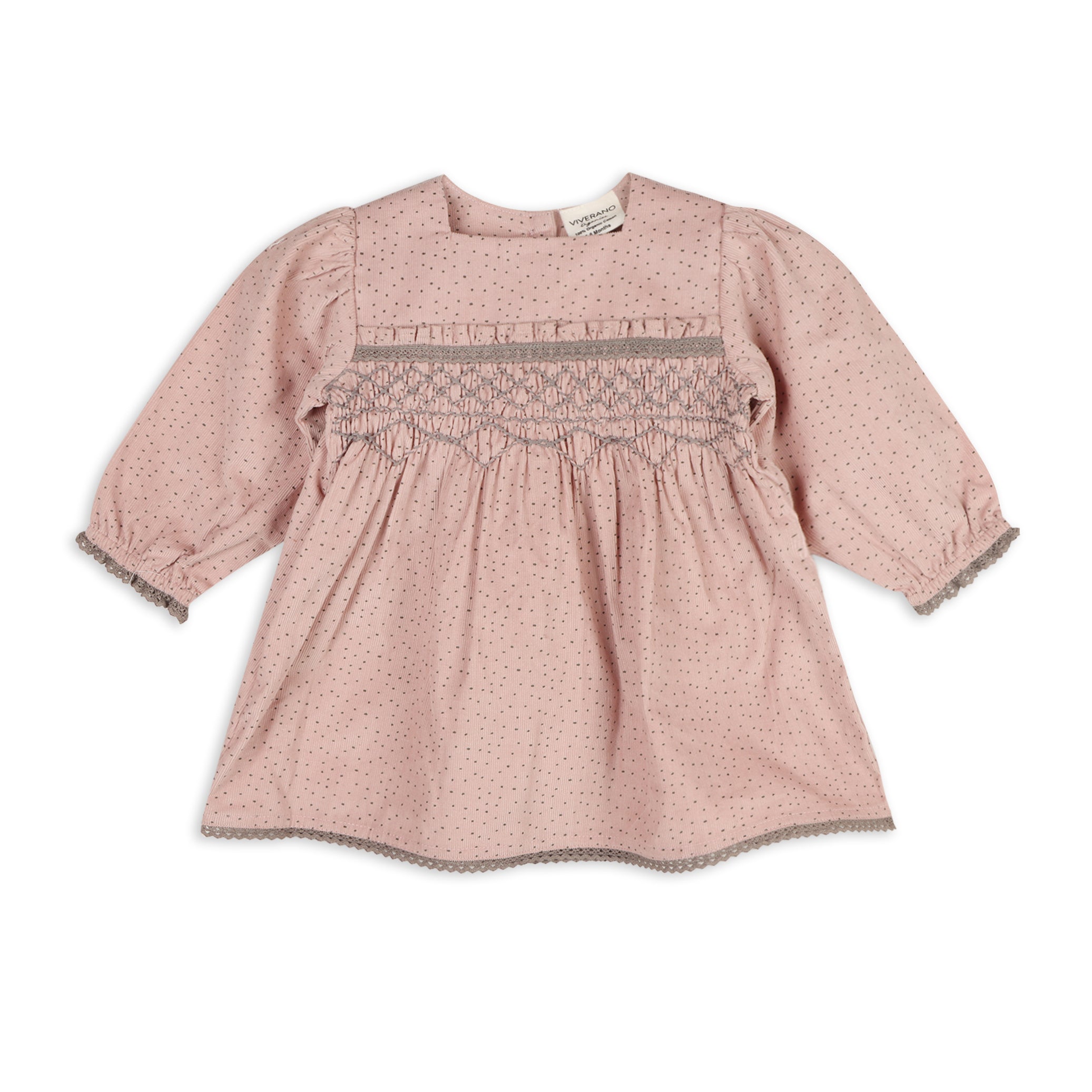 Smocked & Embroidered Corduroy Baby Dress & Fancy Bloomer Set (Organic)