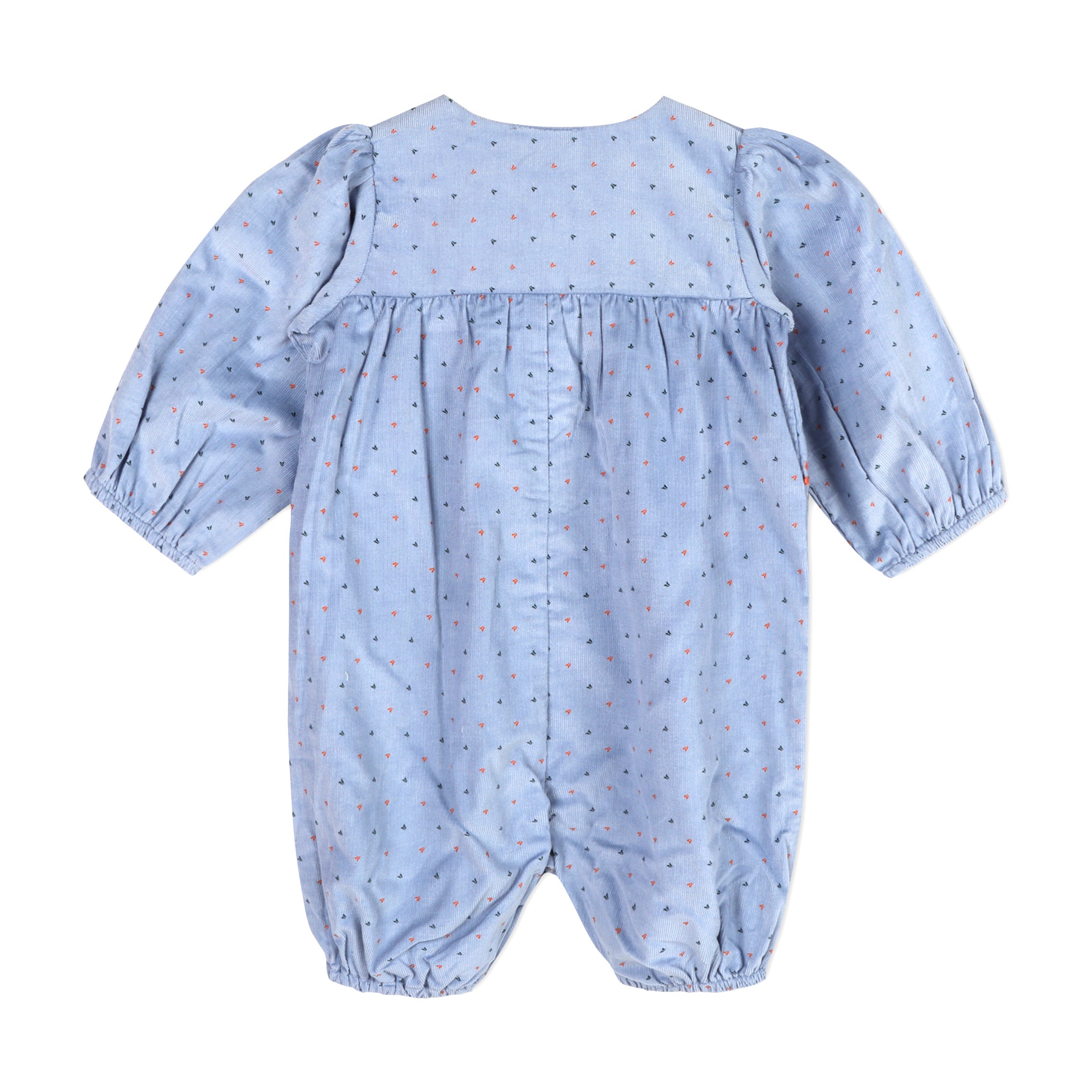 Floral Embroidered Corduroy Bubble Baby Romper (Organic)