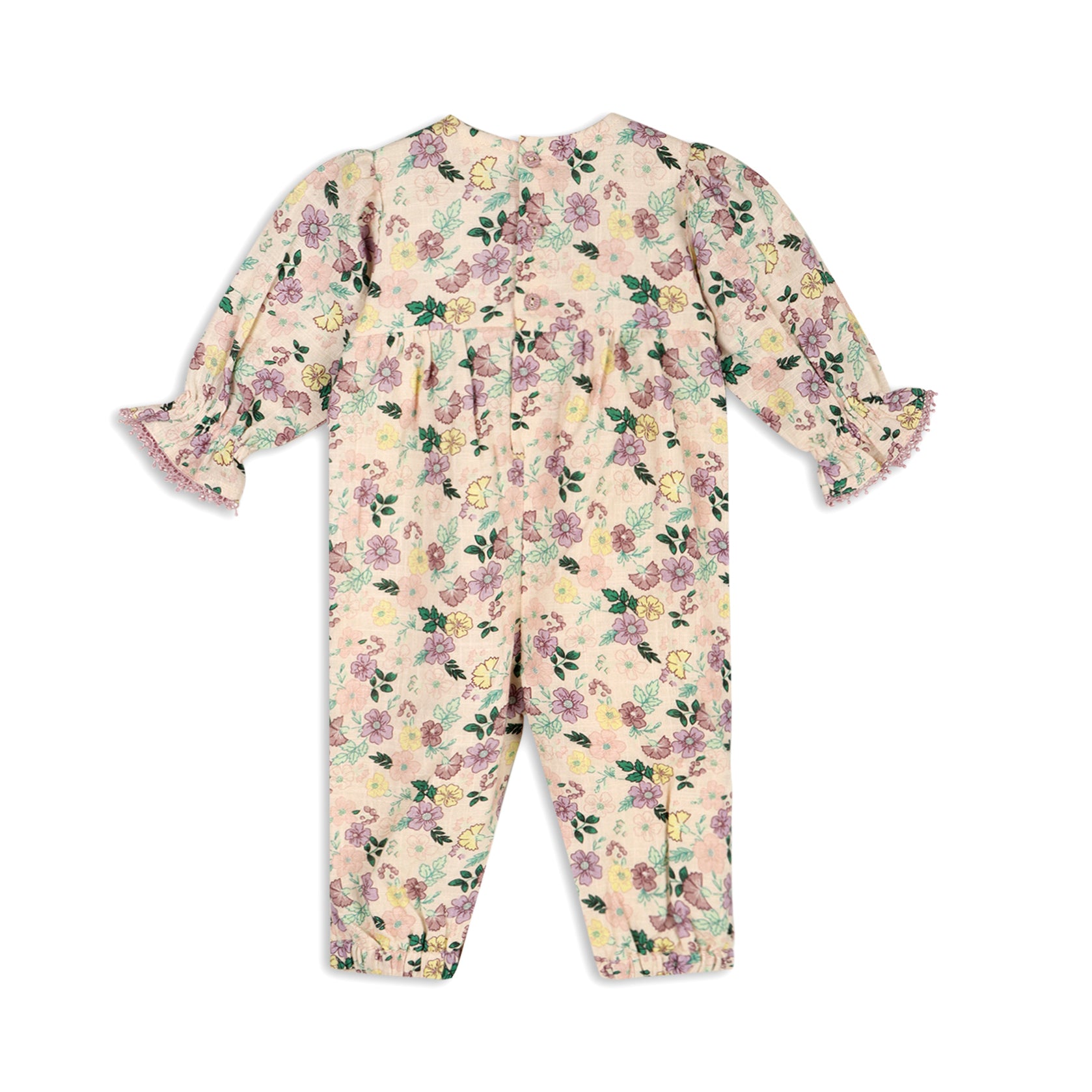 Floral Ruffle & Lace Sleeve Baby Jumpsuit (Organic)