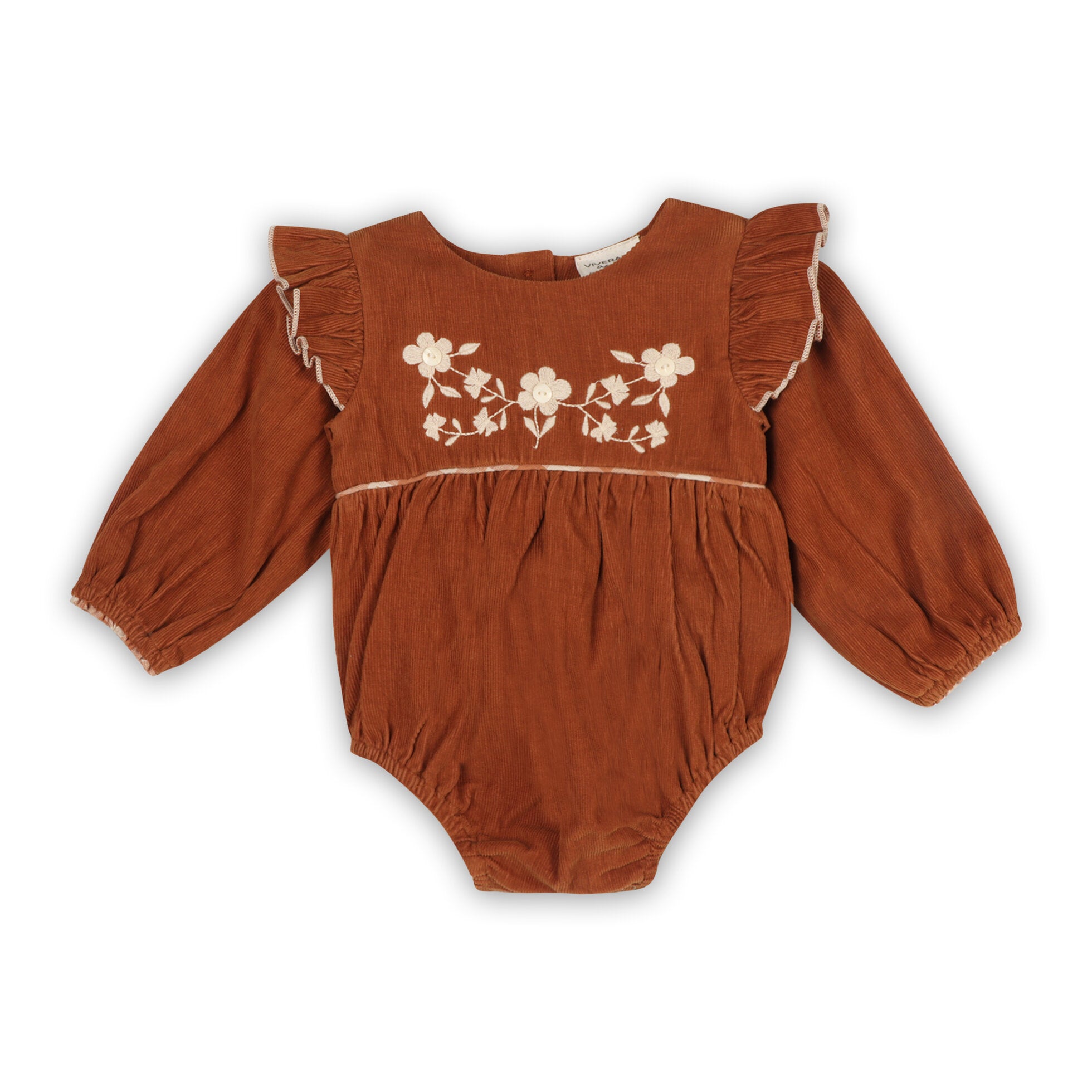 Floral Embroidered Ruffle Baby Romper (Organic)