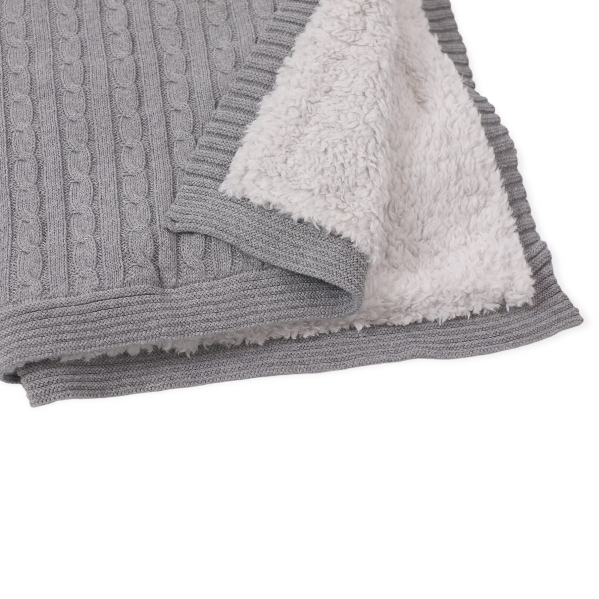 Cozy Sherpa Cable Knit Baby Blanket (Organic Cotton)