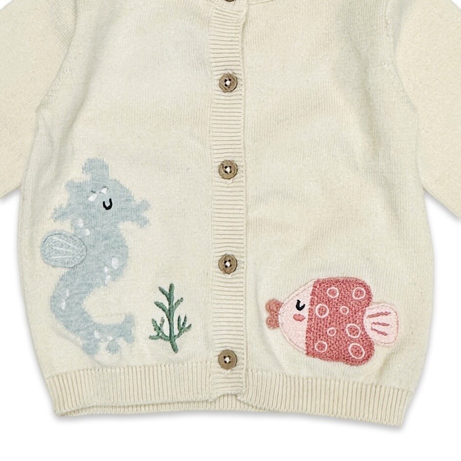 Ocean Friends Jacquard Knit Baby Cardigan Sweater (Organic Cotton)