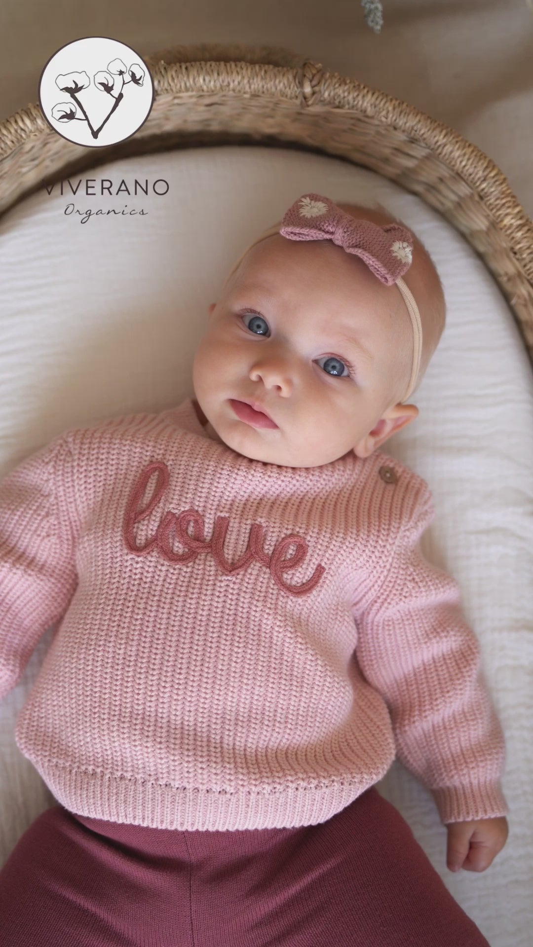 Love Embroidered Chunky Knit Baby Pullover Sweater (Organic Cotton)