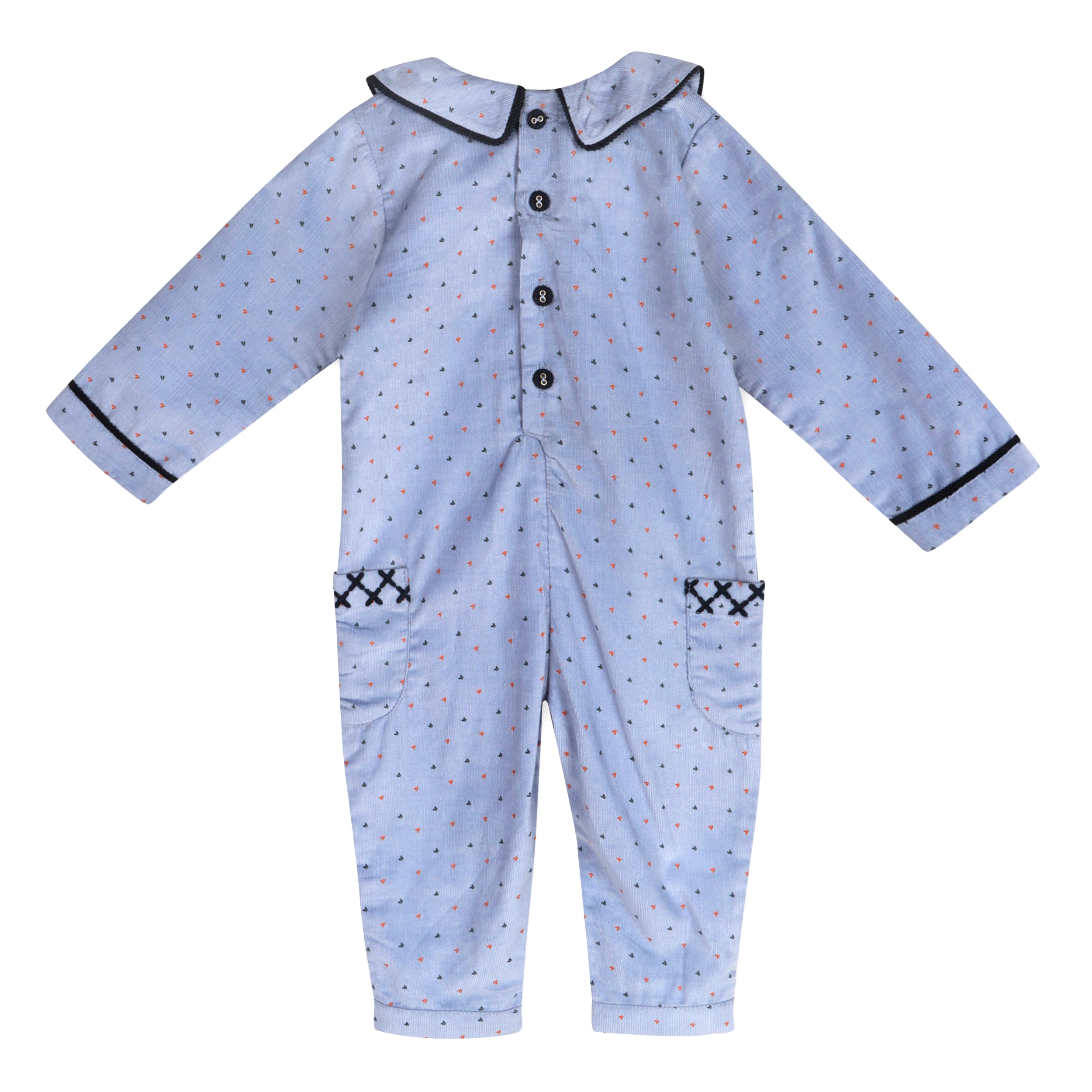 Peter Pan Collar & Embroidered Corduroy Baby Jumpsuit (Organic)