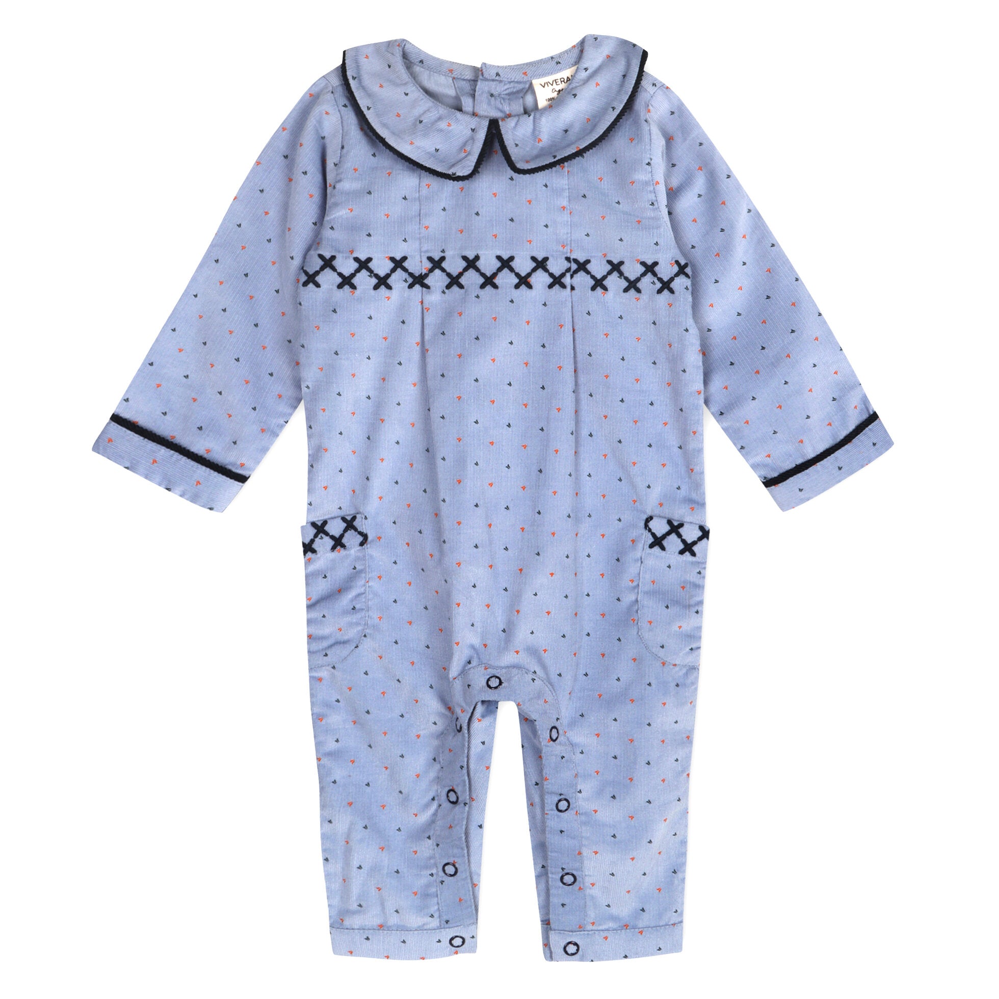 Peter Pan Collar & Embroidered Corduroy Jumpsuit (Organic)