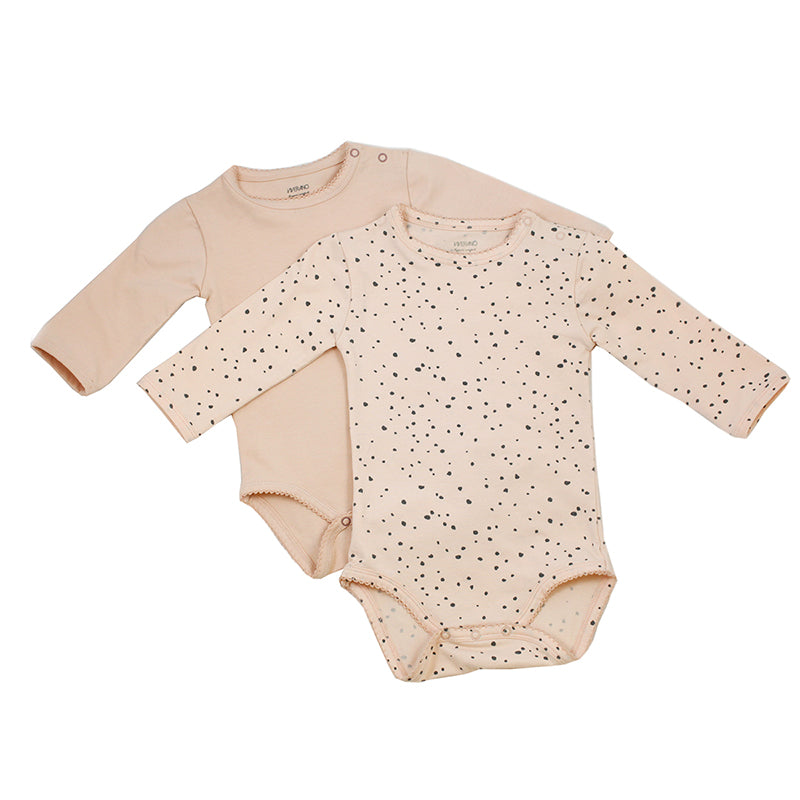 Viverano Florence Dot Organic Cotton Bodysuit for Babies, Long Sleeves