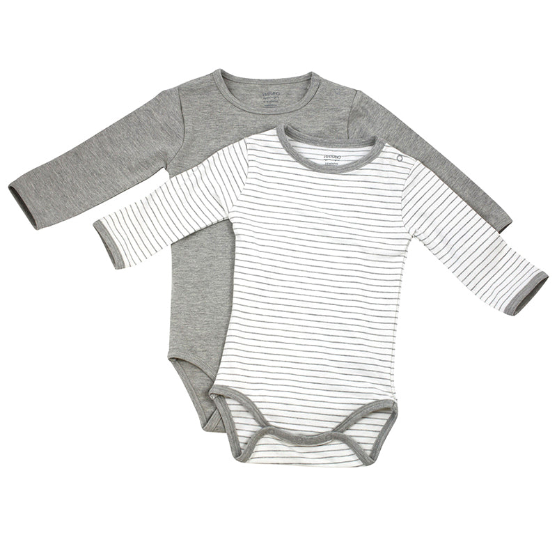 Viverano Venice Stripe Jersey Long Sleeve Romper Bodysuit - 2 Pack (2 Colors)