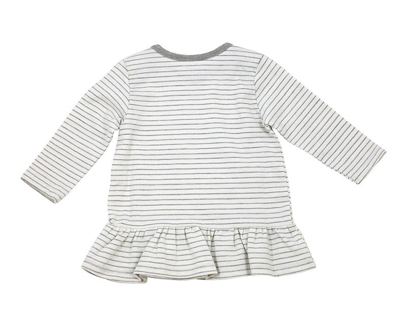 Viverano Venice Stripe Organic Cotton Jersey Long Sleeve Dress Top for Baby Girls (2 Colors)