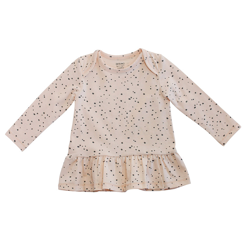 Viverano Florence Dot Organic Cotton Dress Top for Baby Girls - Long Sleeve