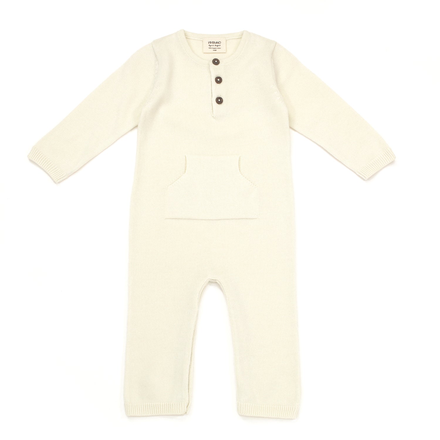 Milan Knit Organic Kangaroo Pocket Coverall Romper for Babies - Viverano