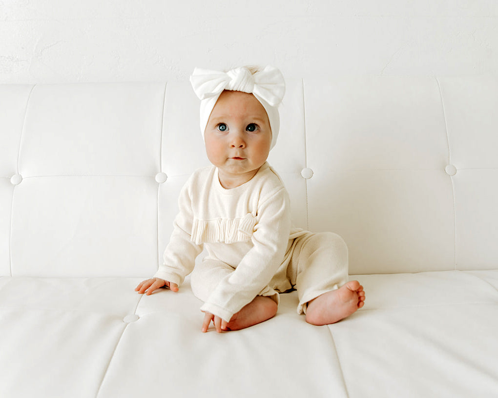 Organic Cotton Milan Knit Ruffle Baby Jumpsuit Romper