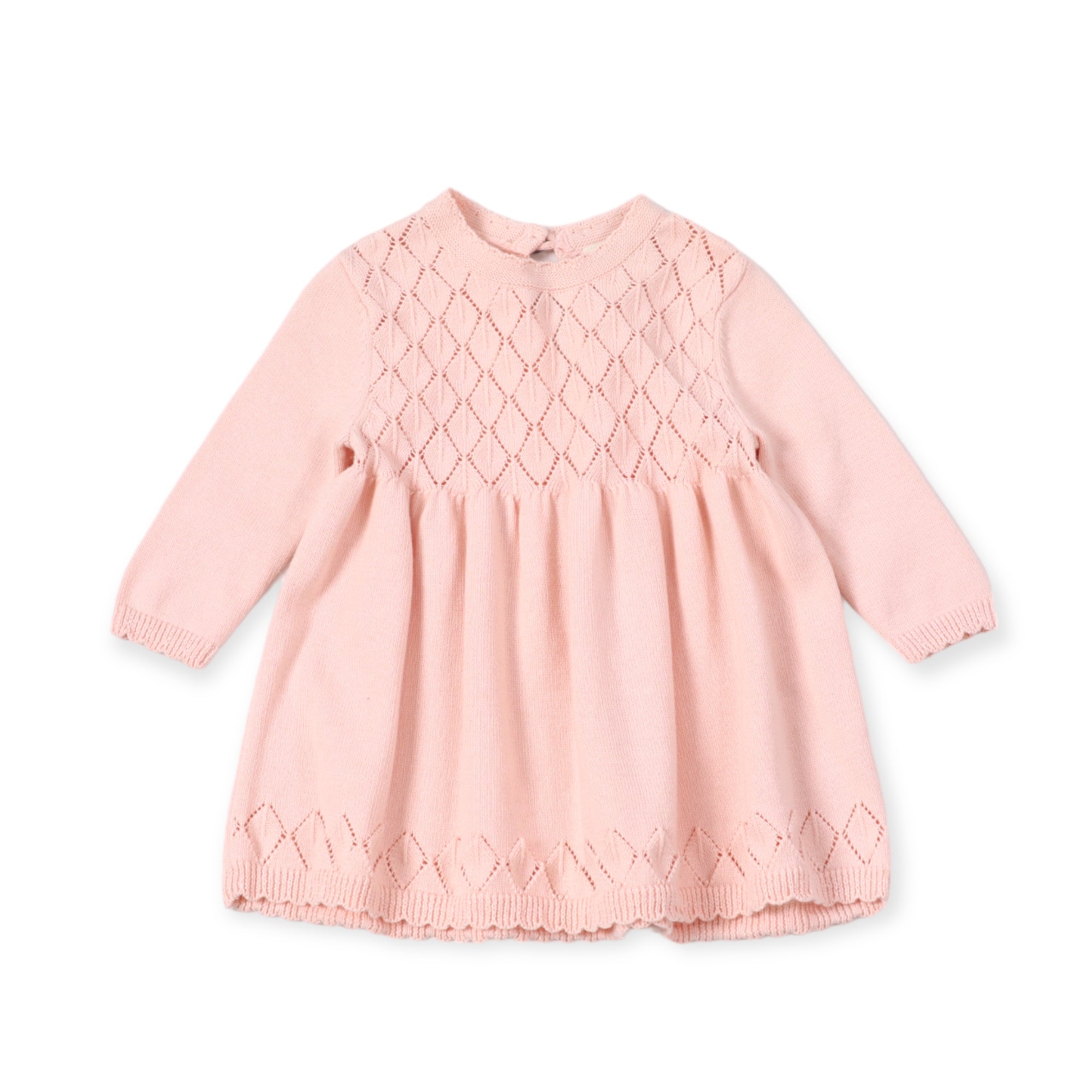 Organic Cotton Milan Pastel Pointelle Sweater Knit Baby Dress - Viverano