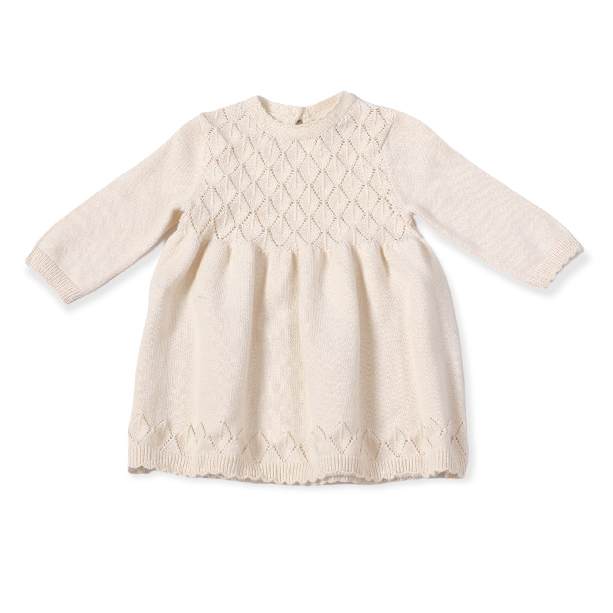 Organic Cotton Milan Pastel Pointelle Sweater Knit Baby Dress - Viverano