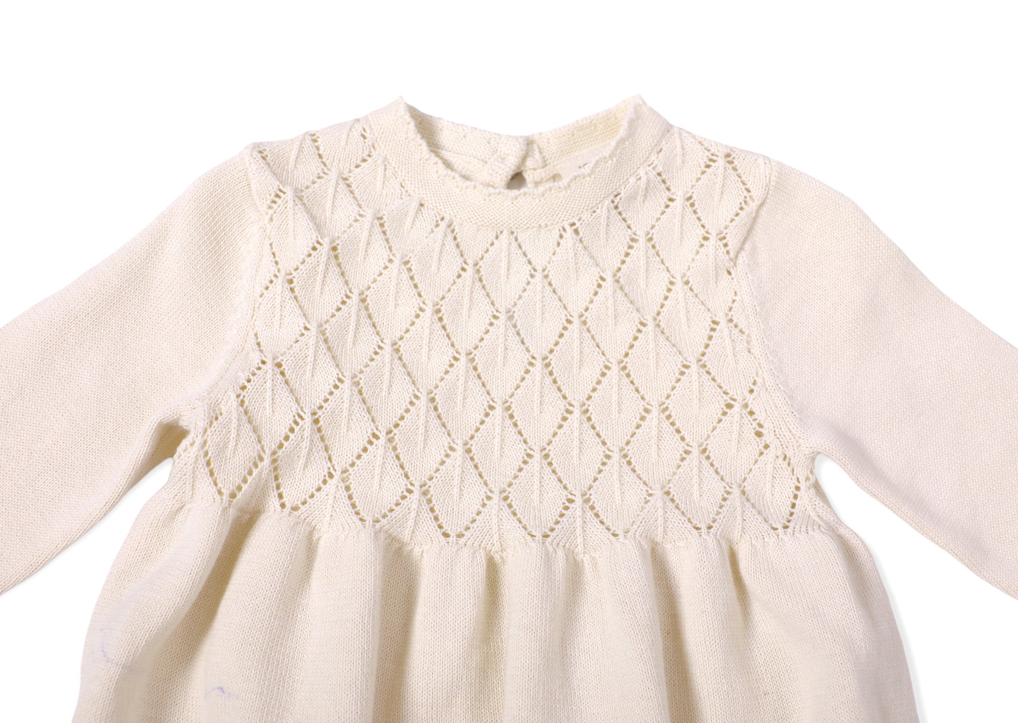 Organic Cotton Milan Pastel Pointelle Sweater Knit Baby Dress - Viverano