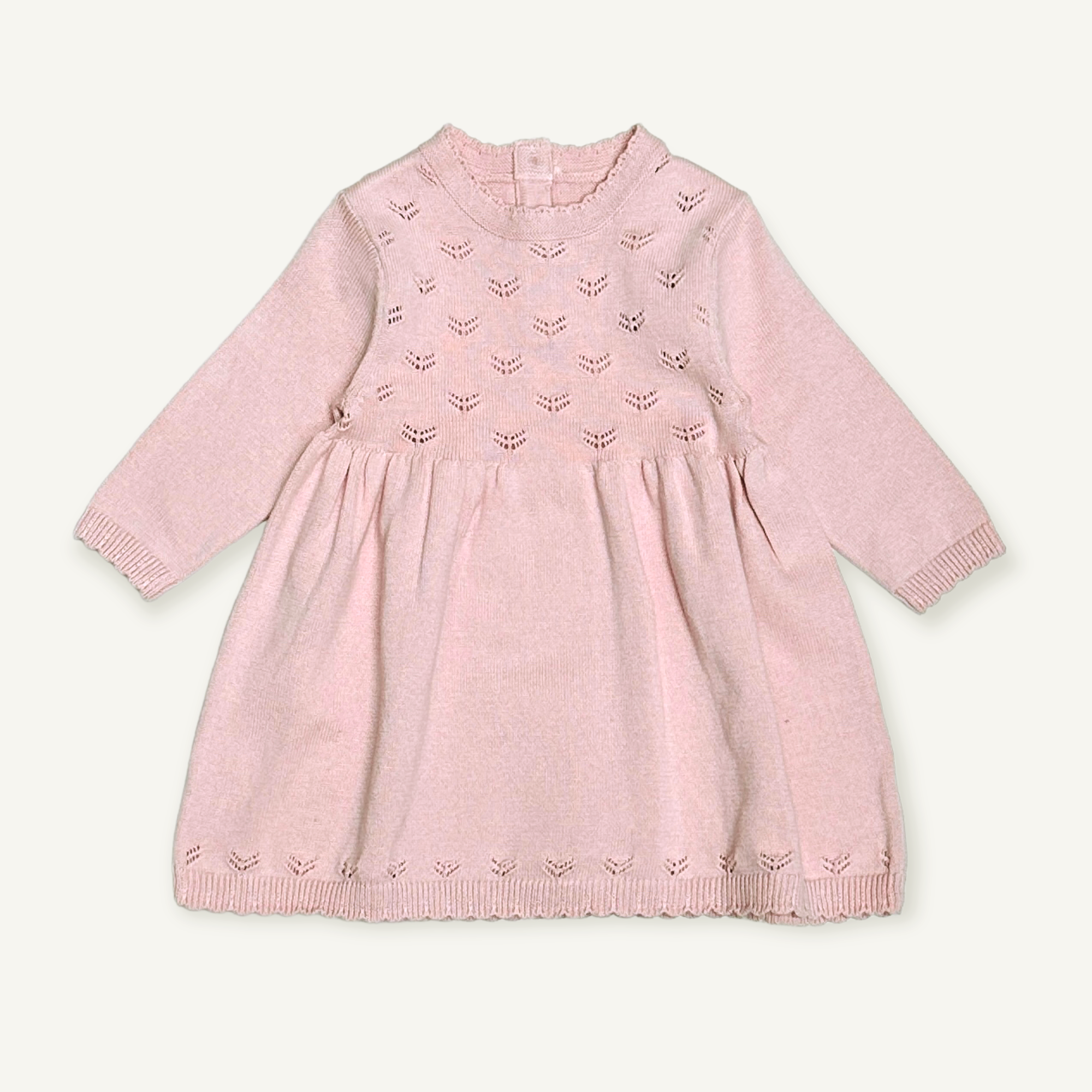 Milan Pointelle Knit Baby Sweater Dress (Organic Cotton) - Viverano