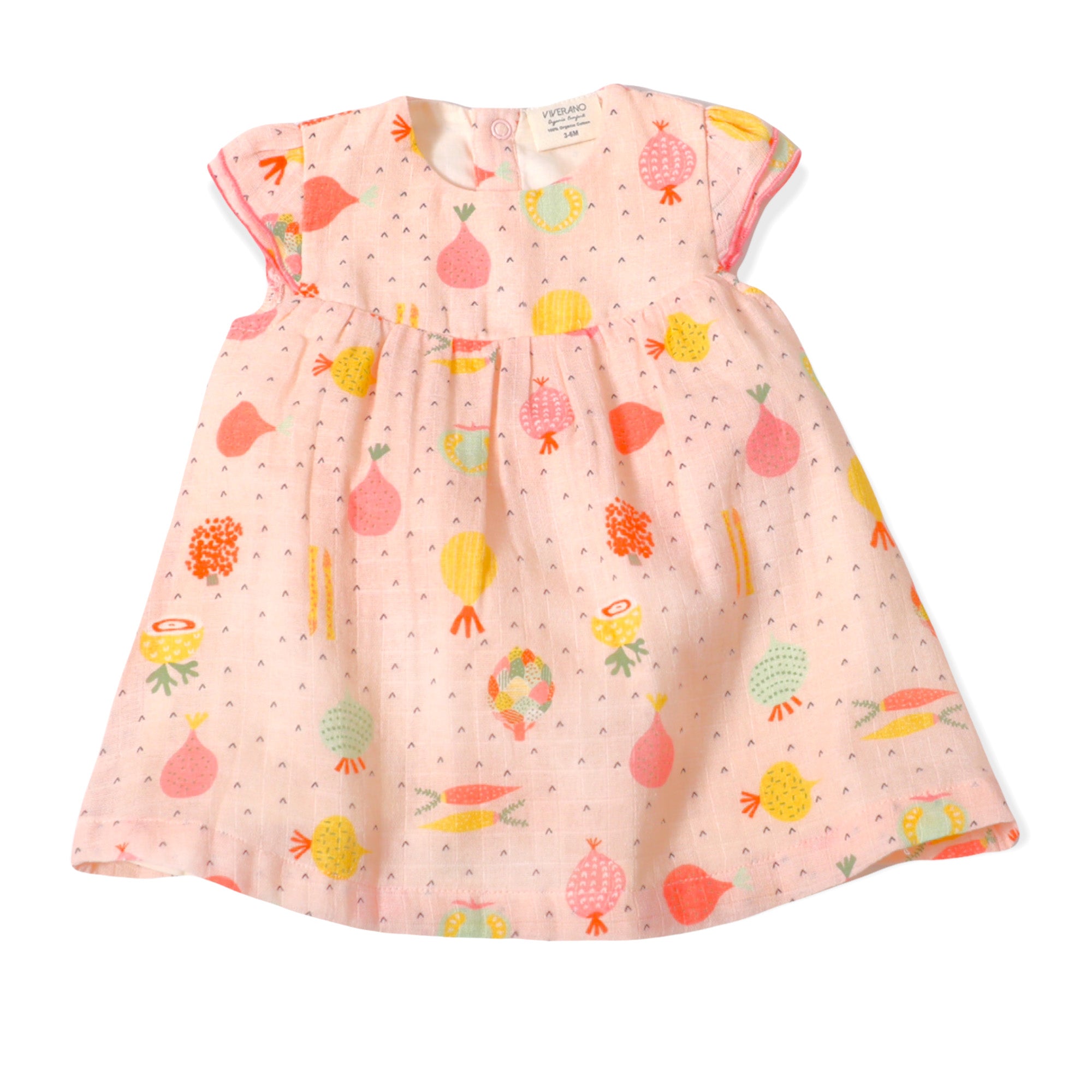 Organic Cotton Muslin Cap Sleeve Dress with Bloomer Set for Baby Girl - Veggie Salad