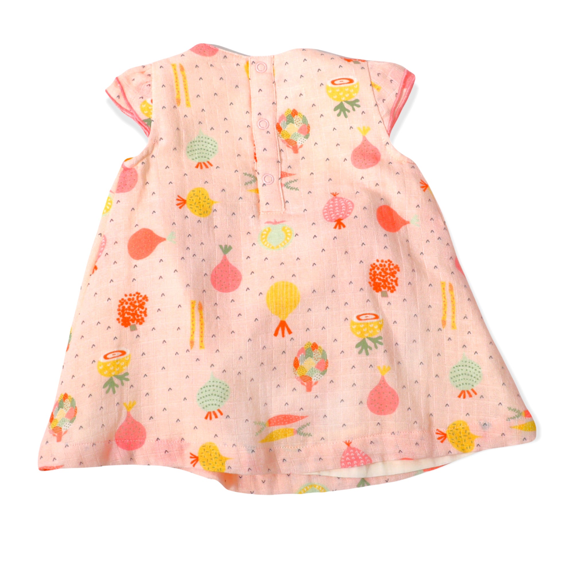 Organic Cotton Muslin Cap Sleeve Dress with Bloomer Set for Baby Girl - Veggie Salad