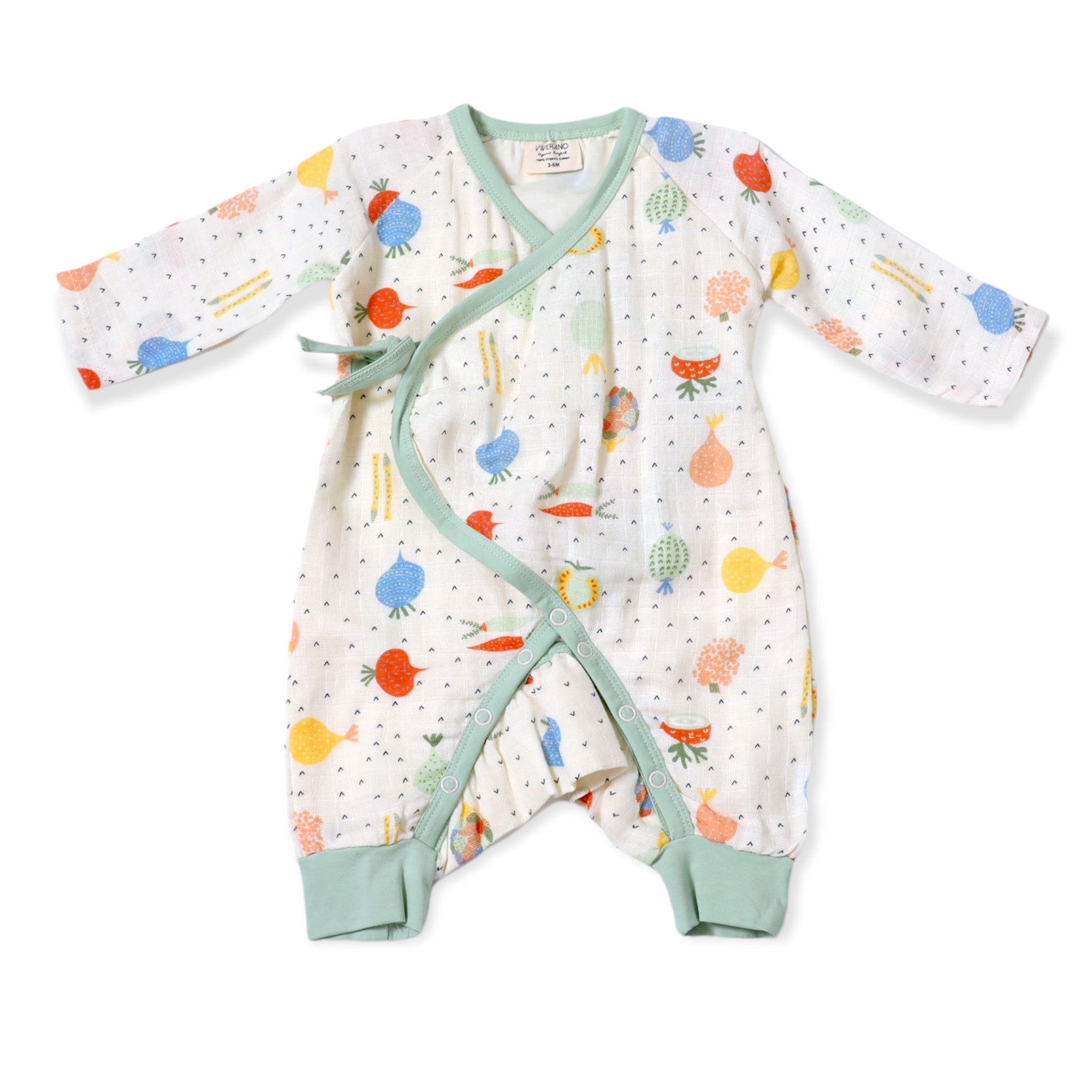 Organic Cotton Kimono Coverall Romper for Babies - Veggie Salad by Viv…