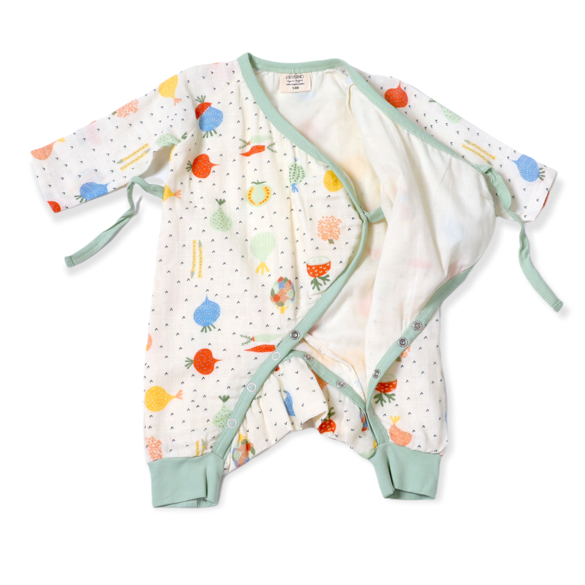 Organic Cotton Kimono Coverall Romper for Babies - Veggie Salad by Viv…