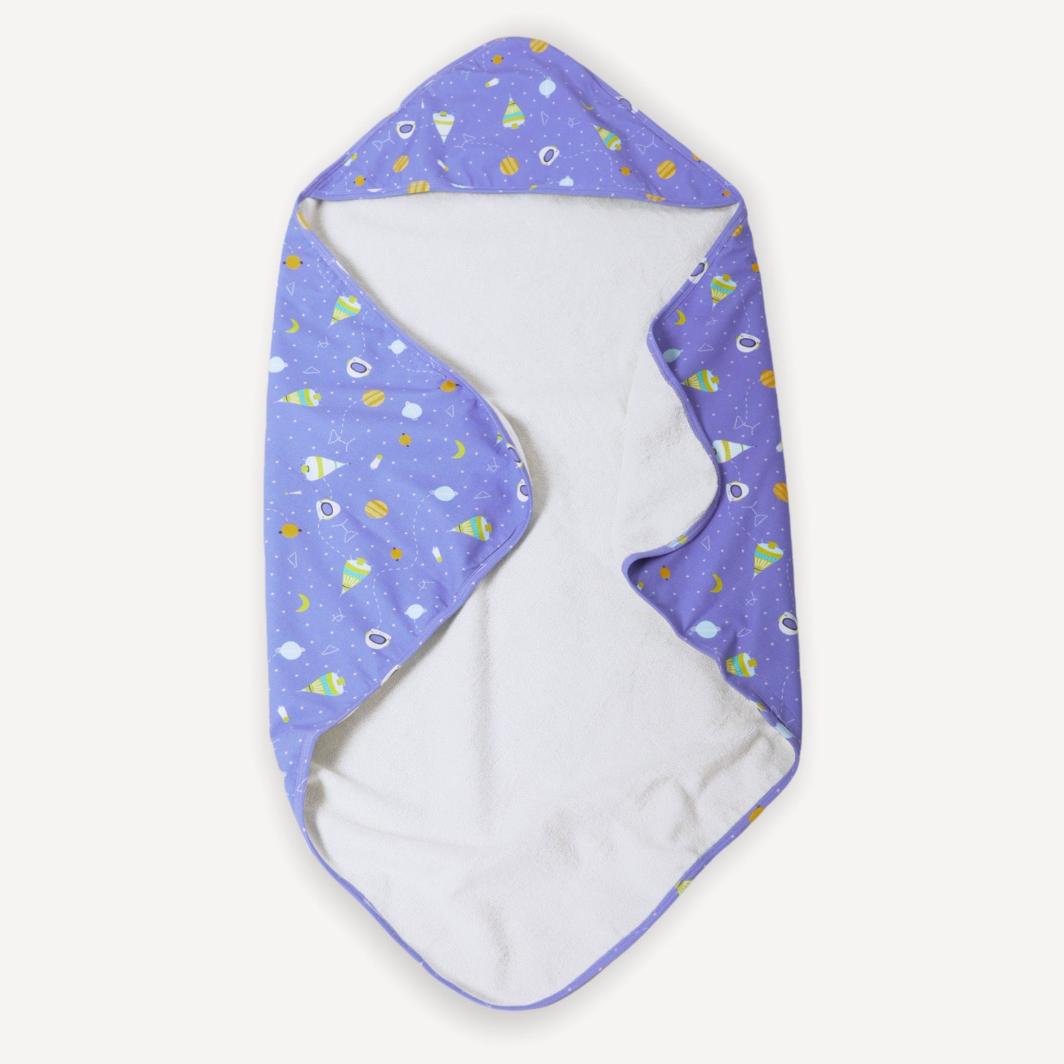 Organic Cotton Space Dream Reversible Baby Hooded Towel - Viverano