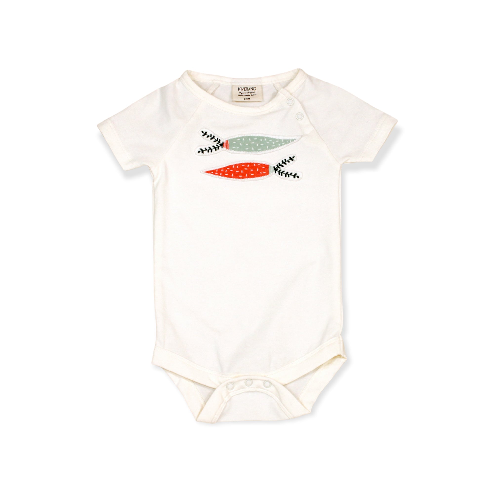 Organic Cotton Baby Bodysuit with Carrot Artichoke Applique - by Viverano