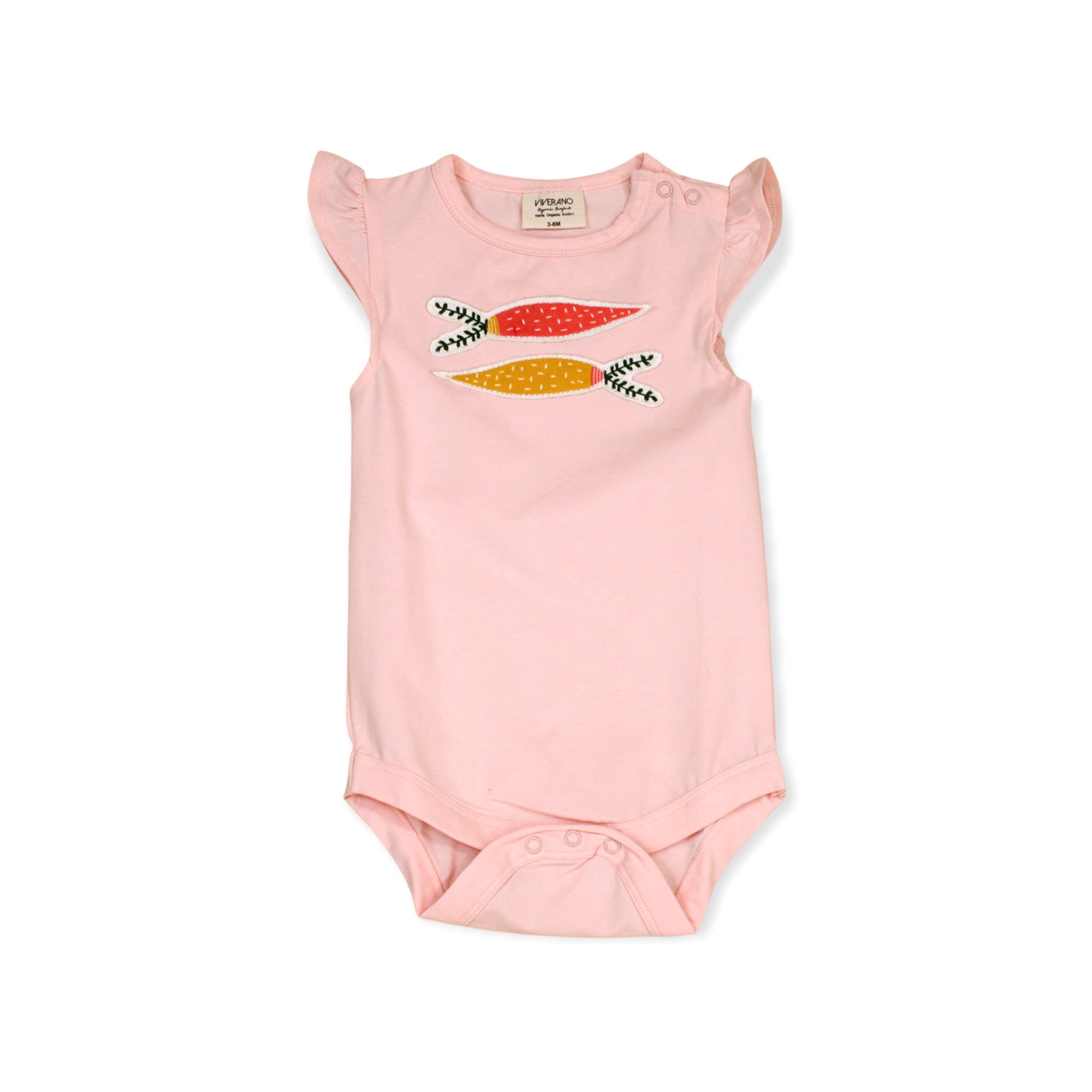 Organic Cotton Baby Bodysuit with Carrot Artichoke Applique - by Viverano