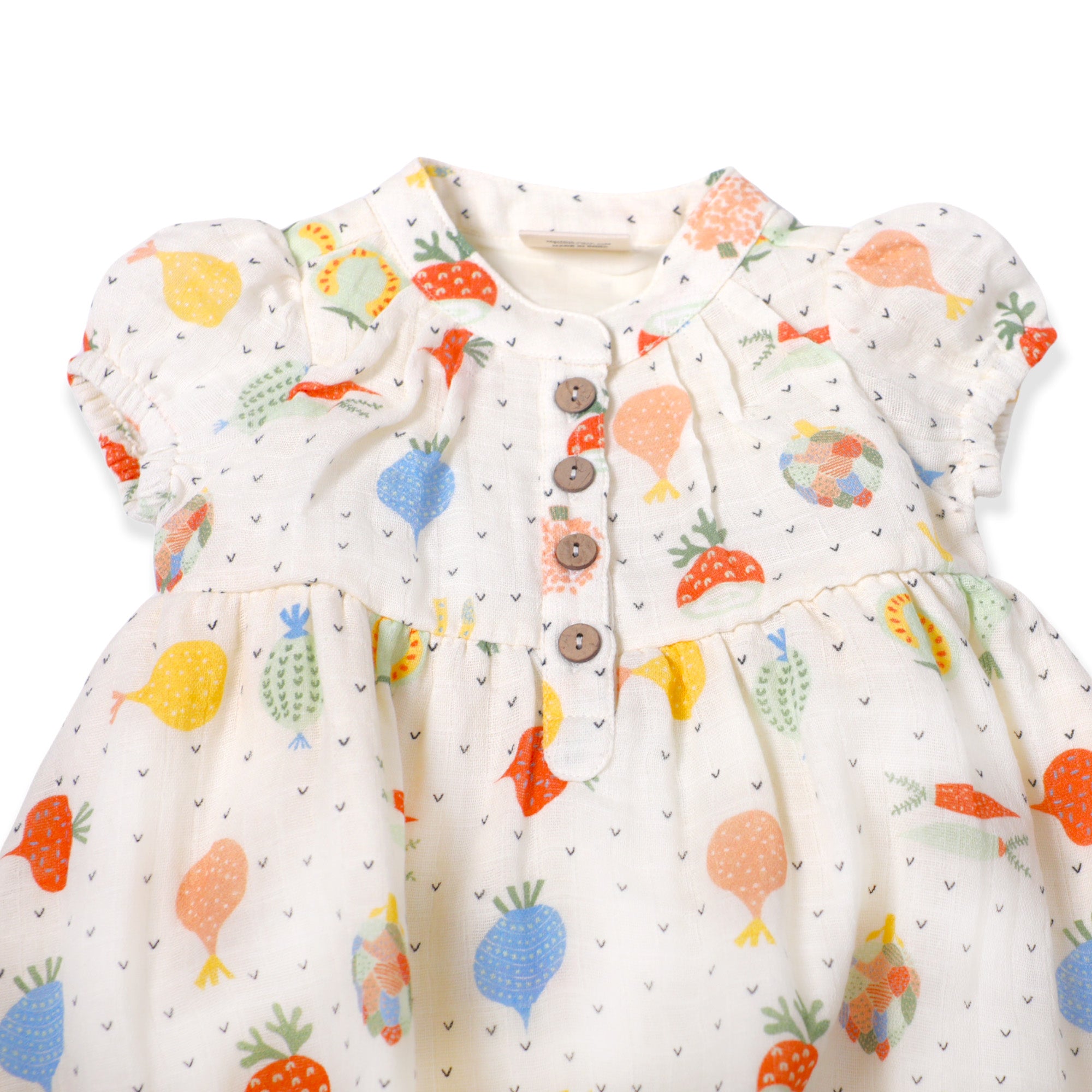 Veggie Puff Sleeve Dress + Bloomer (Organic Muslin) - Viverano