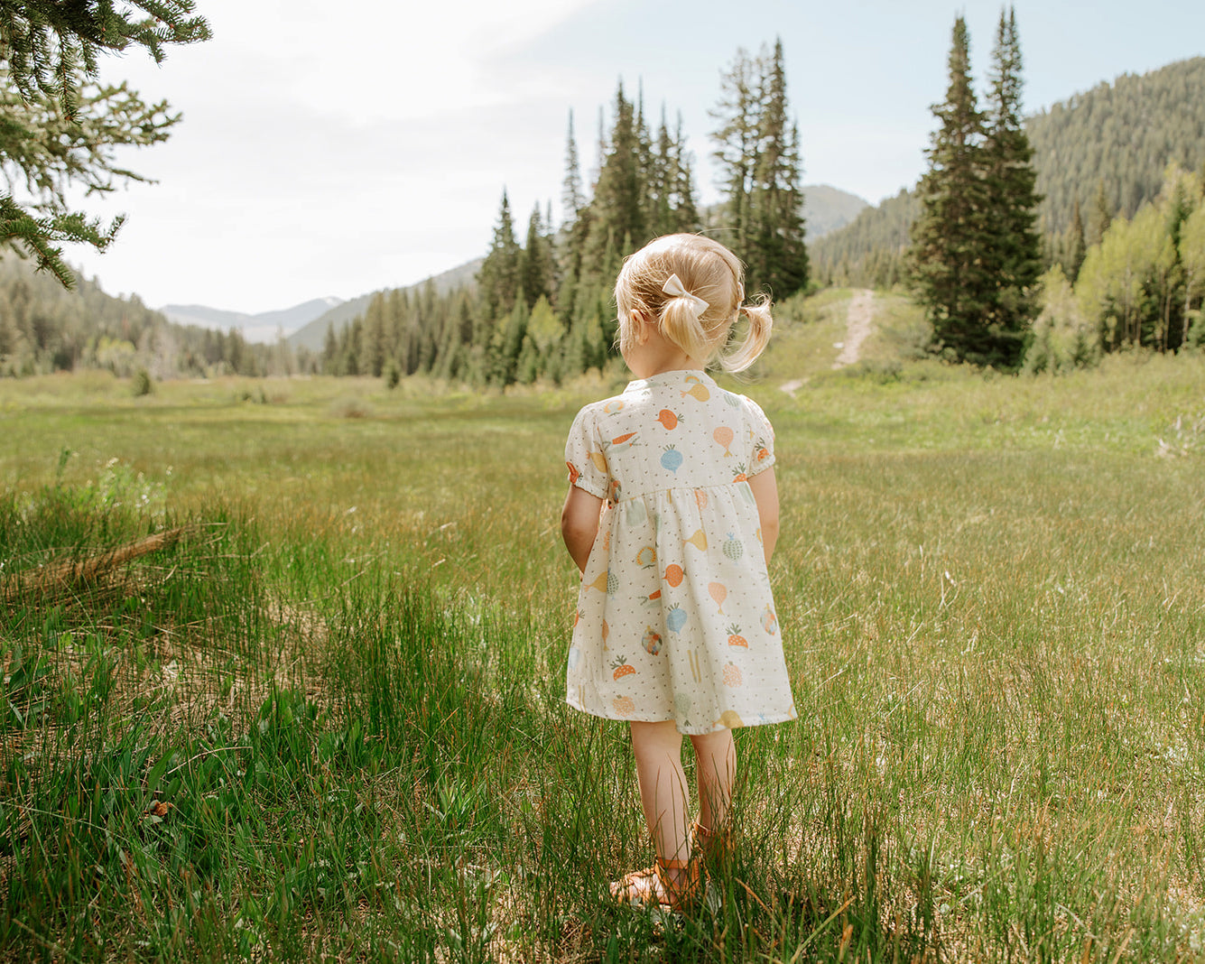 Veggie Puff Sleeve Dress + Bloomer (Organic Muslin) - Viverano