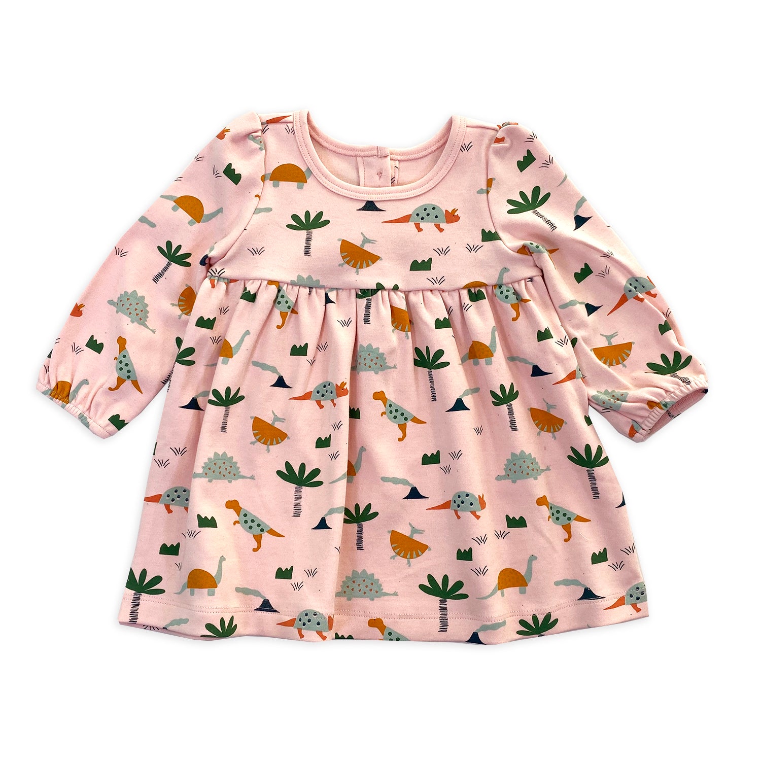 Organic Cotton Dino Long Sleeve Flare Dress with Bloomer for Baby Girls