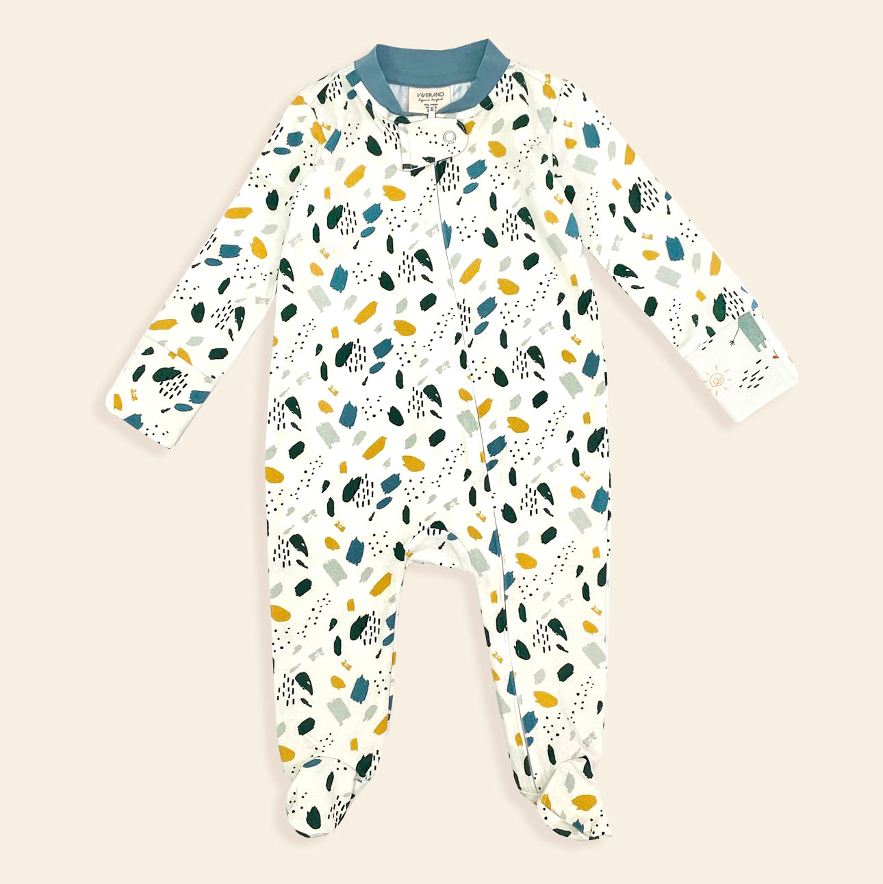 Organic Cotton Bloom Zipper Footie Romper for Babies - ViveranoFlorence Bloom Organic Cotton Zipper Footie Romper for Babies - Viverano