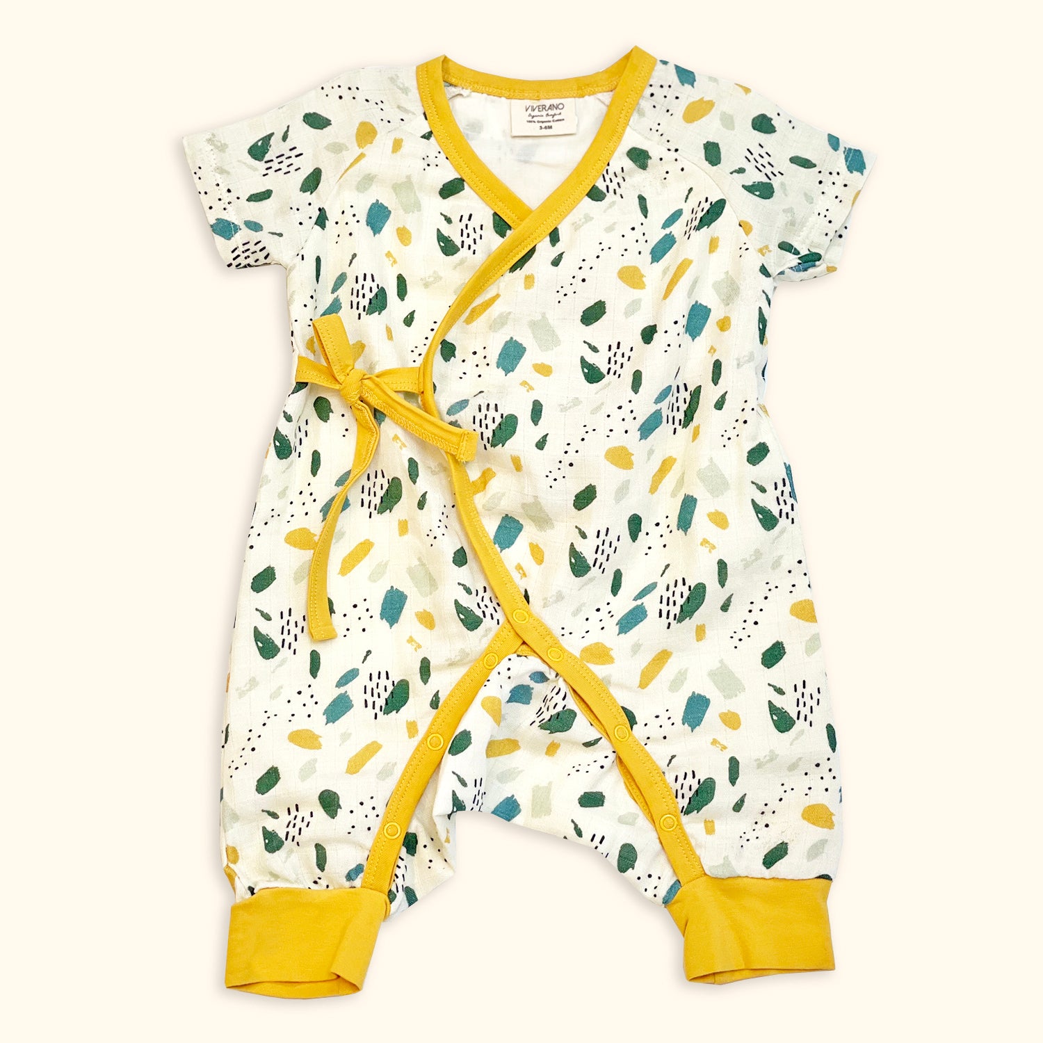 Florence Bloom Short Sleeve Kimono Romper (Organic Cotton) - Viverano