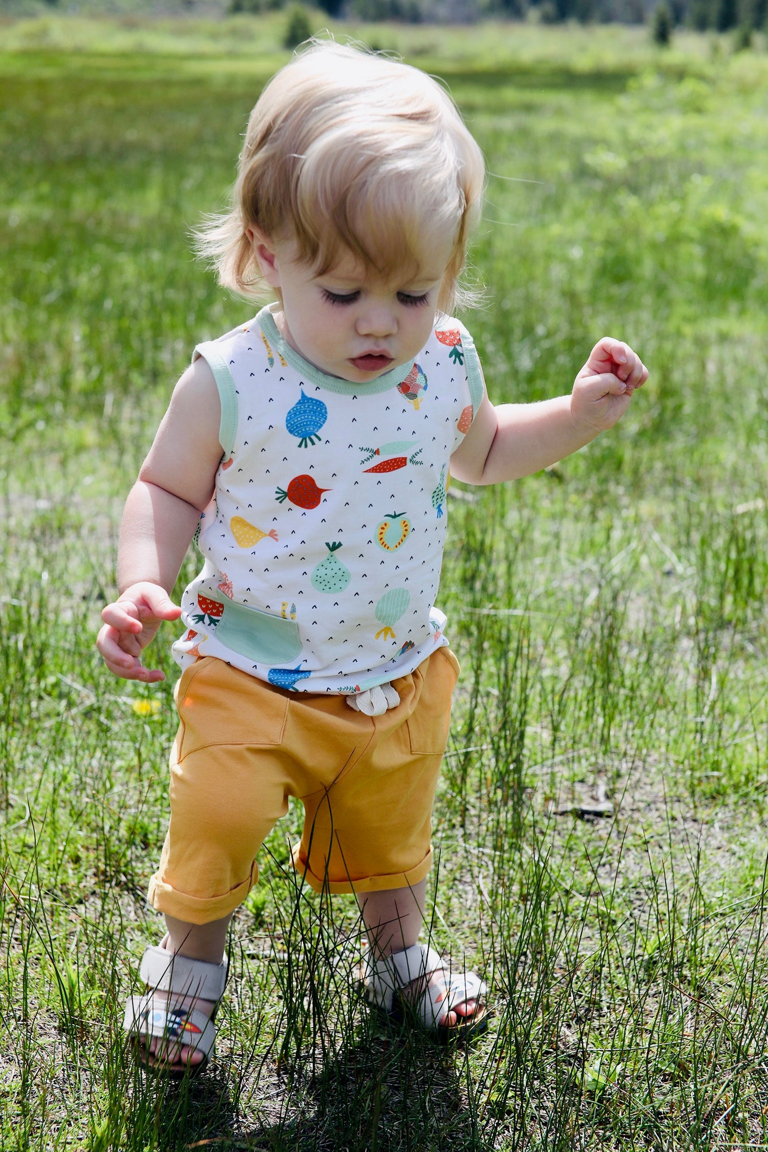 Organic Cotton Sleeveless Tee + Shorts Set - Veggie Salad by Viverano