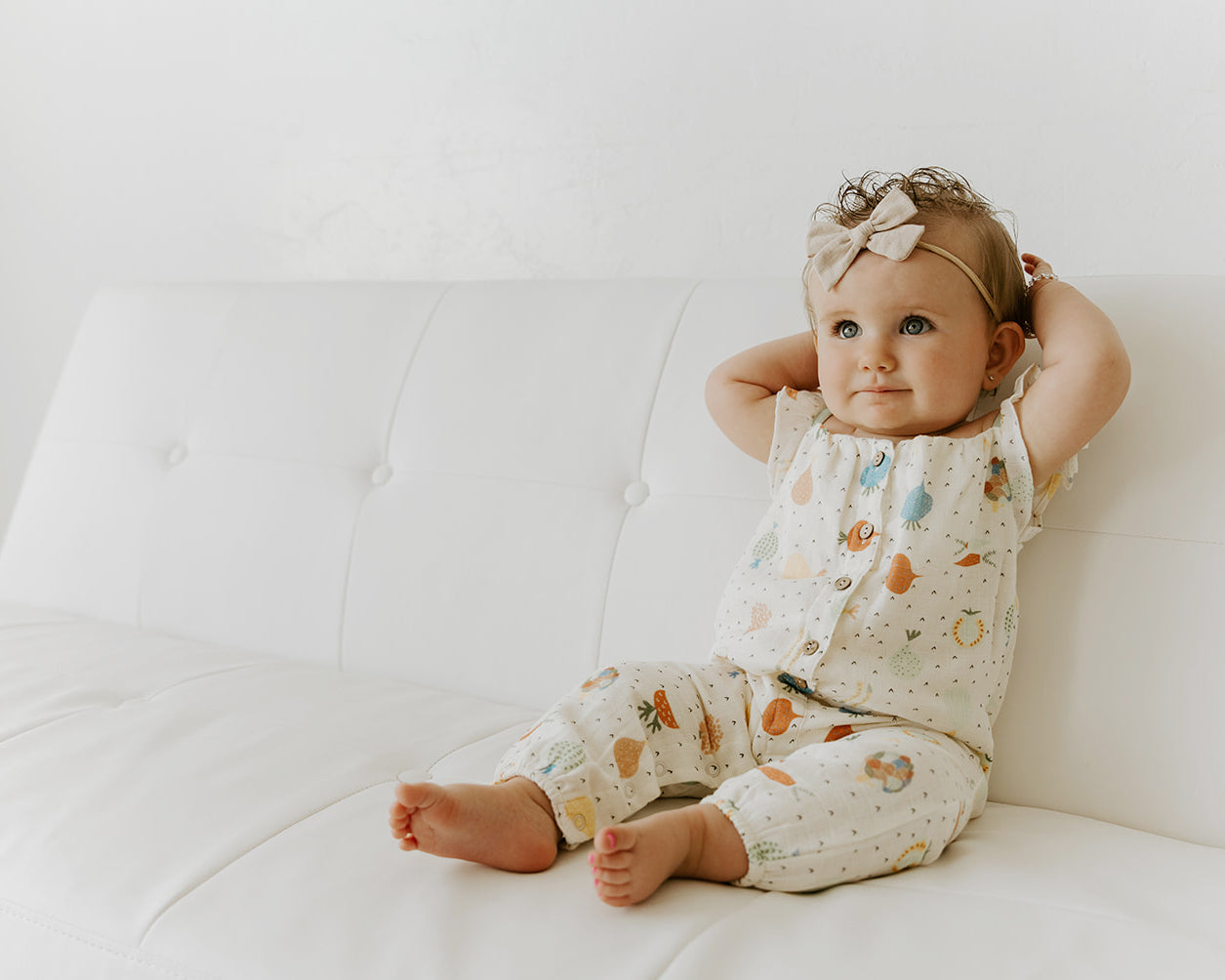 Veggie Ruffle & Button Jumpsuit Romper (Organic Muslin) - 0-3M