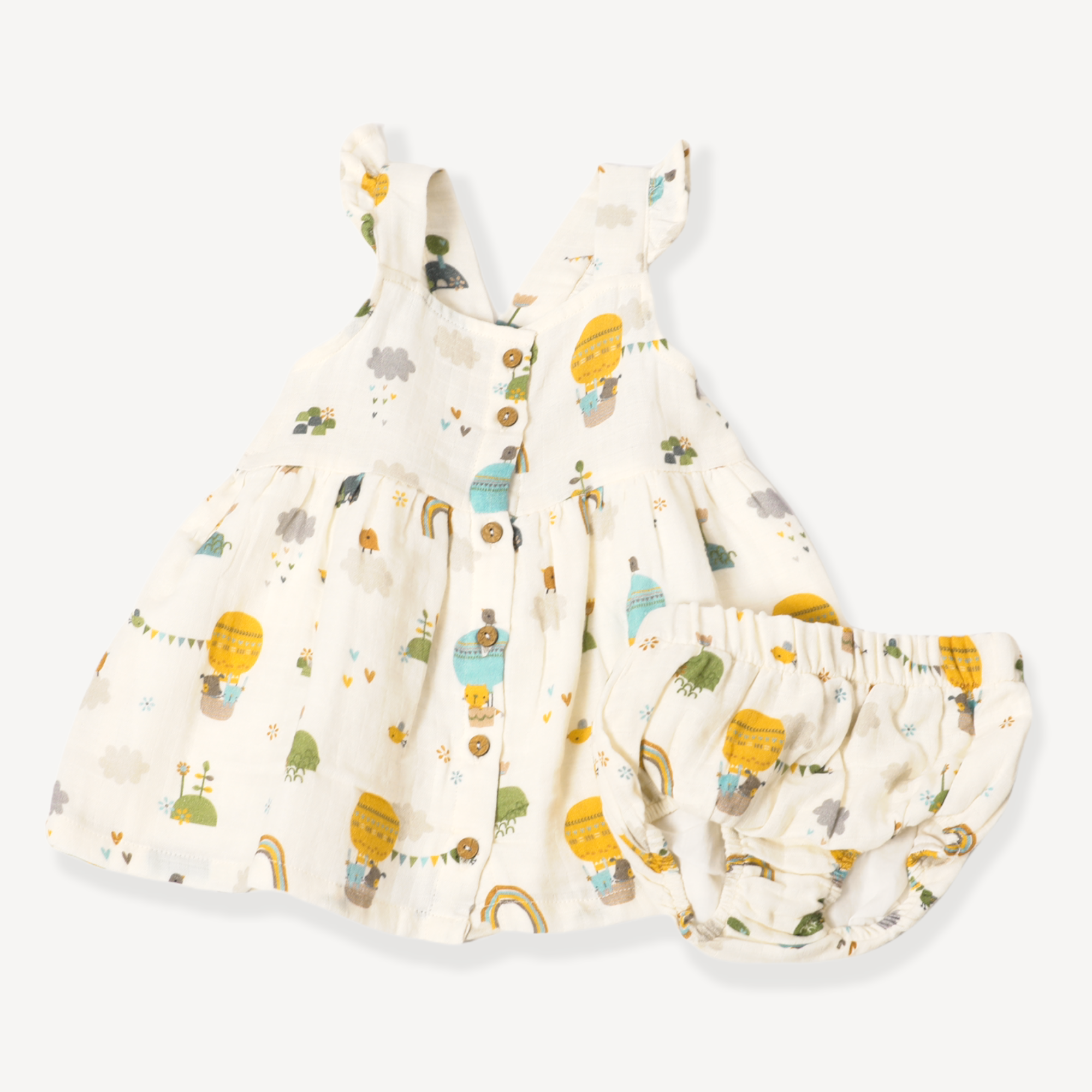 Organic Muslin Balloon Ruffle Dress for Baby Girls - Viverano