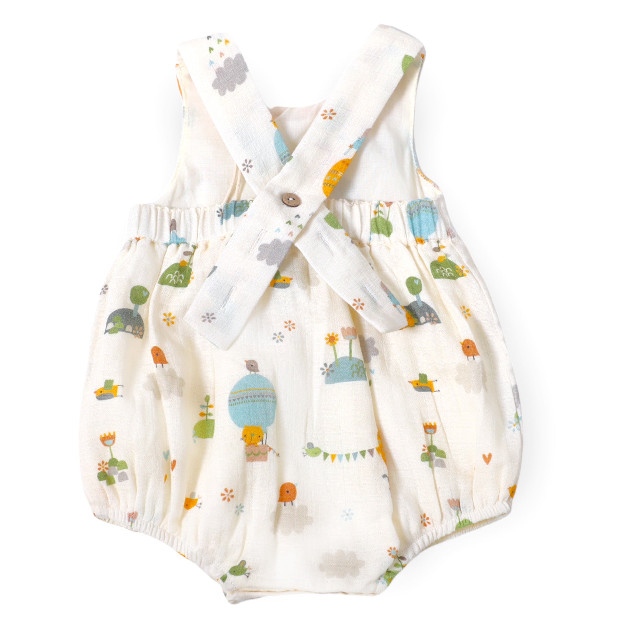 Organic Muslin Balloon Peter Pan Collar Bubble Baby Romper - Viverano