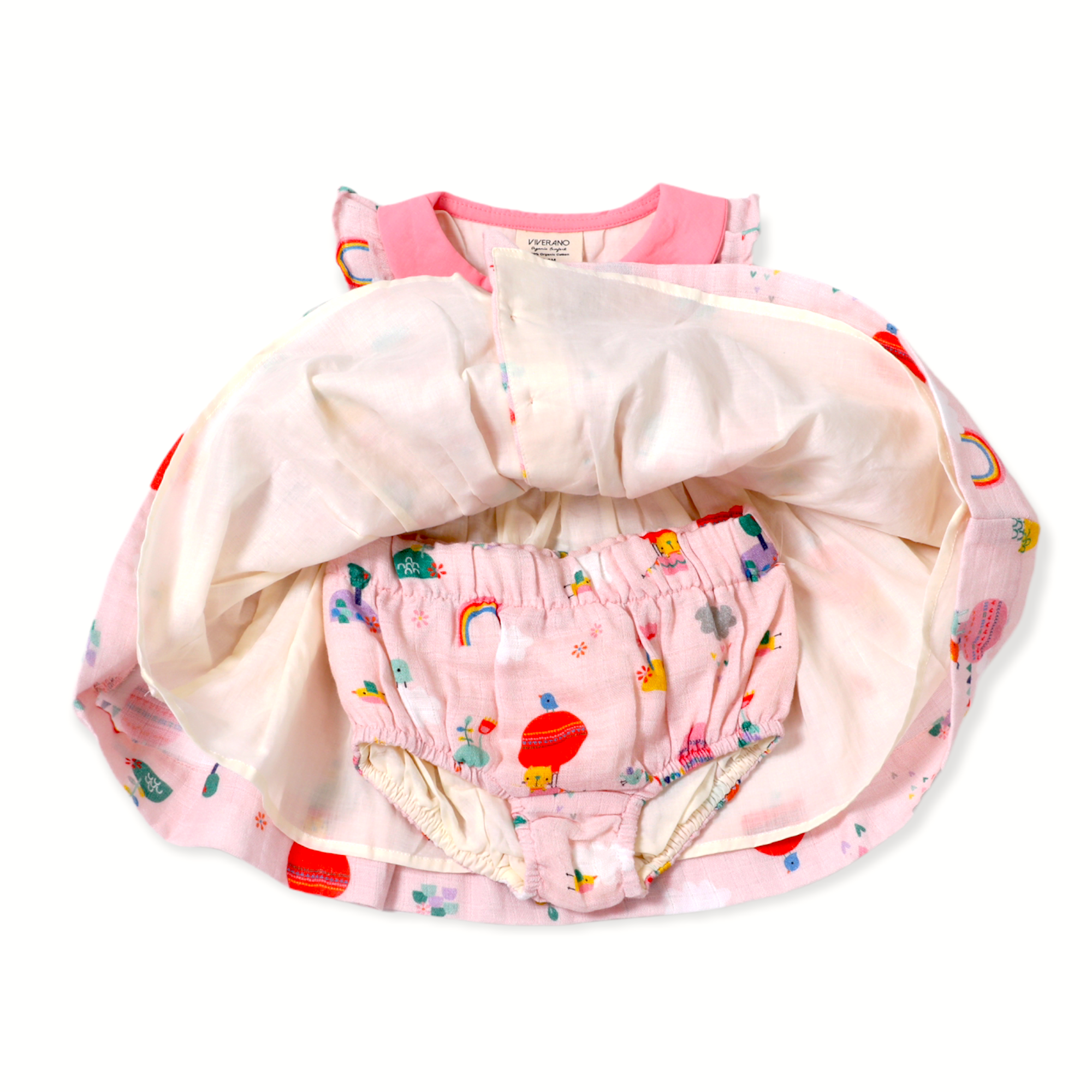 Balloon Peter Pan Collar & Button Baby Dress+Bloomer Set (Organic Muslin)