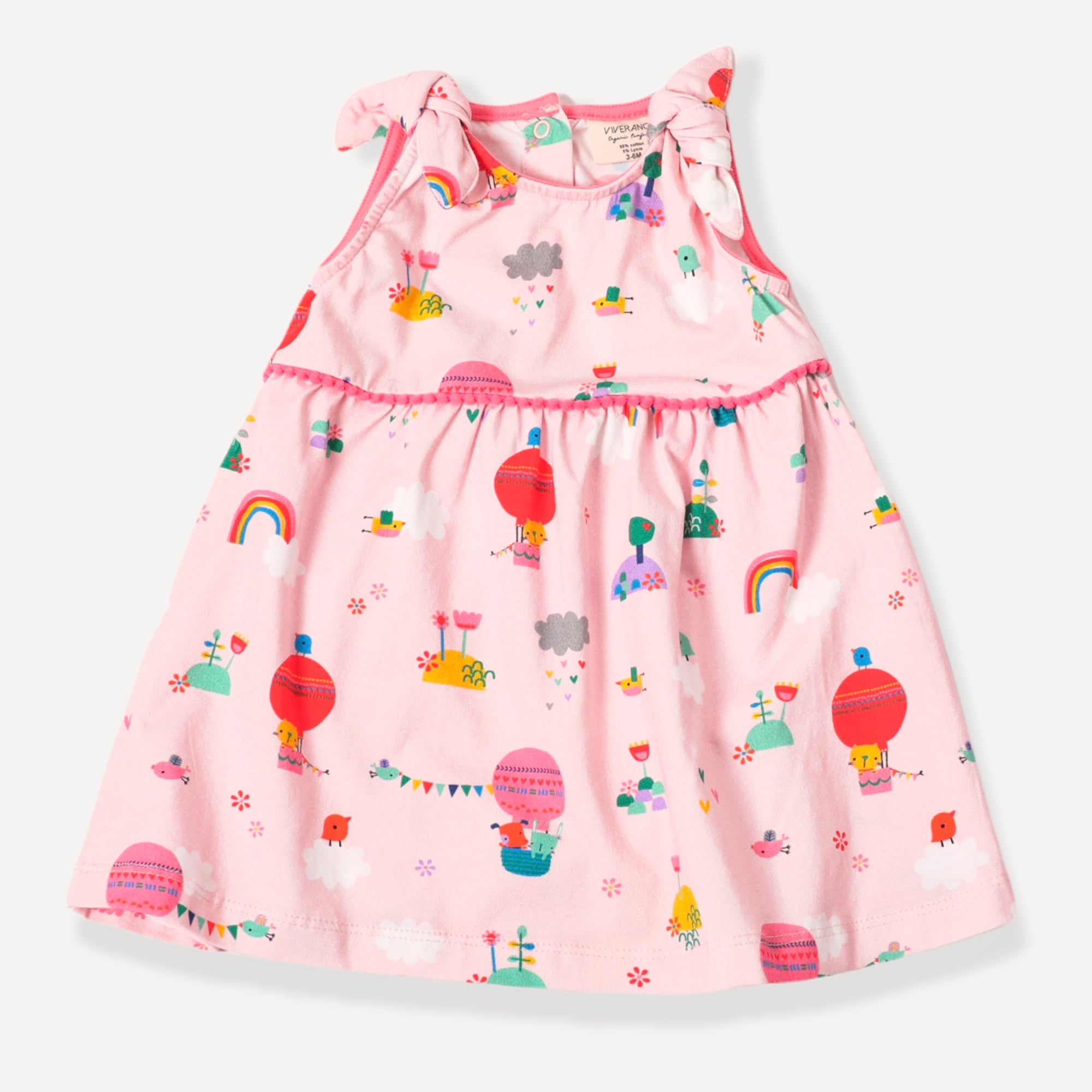 Organic Cotton Balloon Shoulder Tie Dress for Baby Girls - Viverano