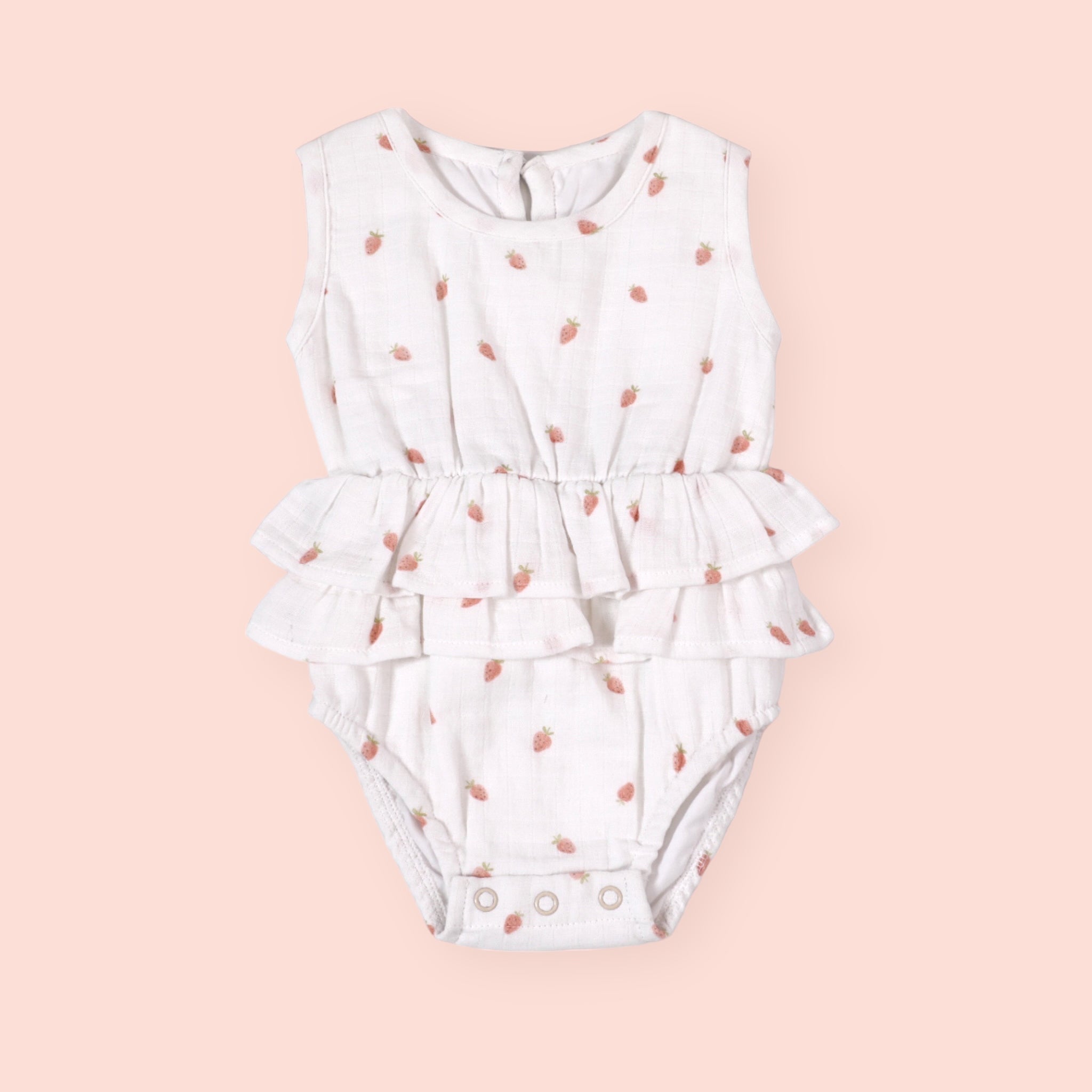 Strawberry 2-Tier Ruffle Baby Romper (Organic Muslin)