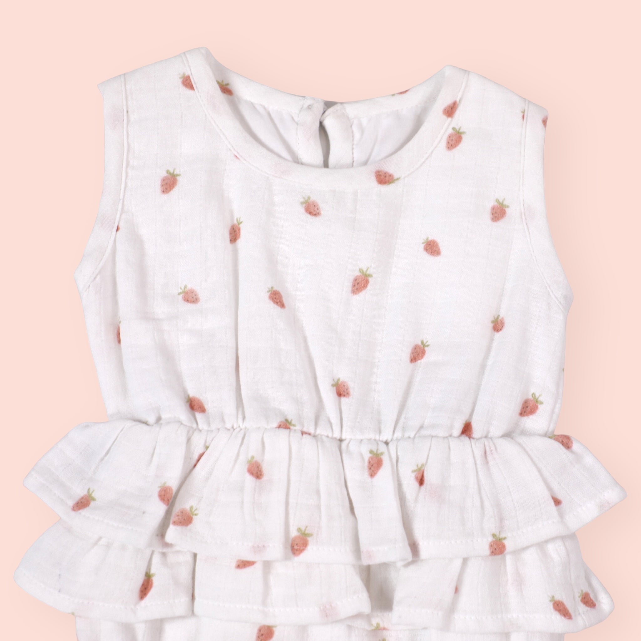 Strawberry 2-Tier Ruffle Baby Romper (Organic Muslin)